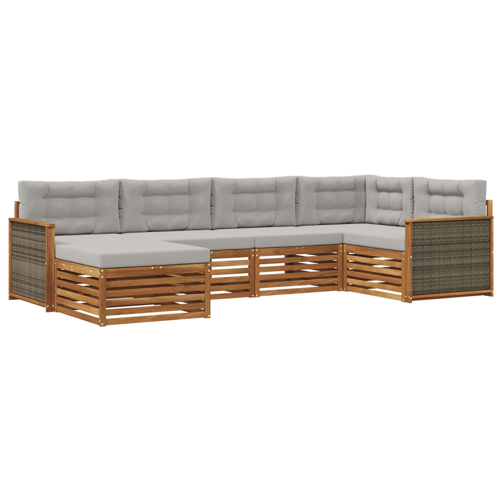 Outdoor-Sofagarnitur mit Kissen 6 pcs Natürlich und Hellgrau