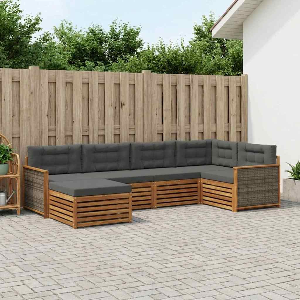 Outdoor-Sofagarnitur 6 stk. Natur und Anthrazit