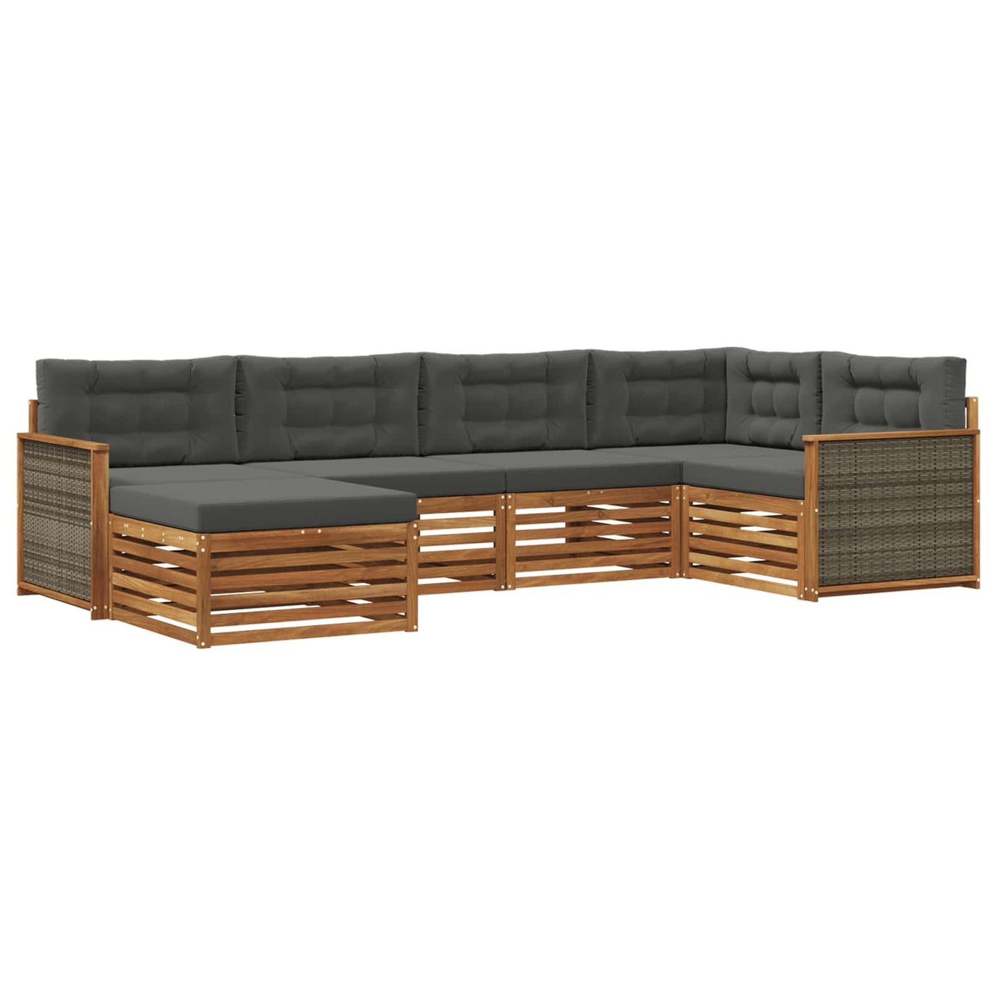 Outdoor-Sofagarnitur 6 stk. Natur und Anthrazit