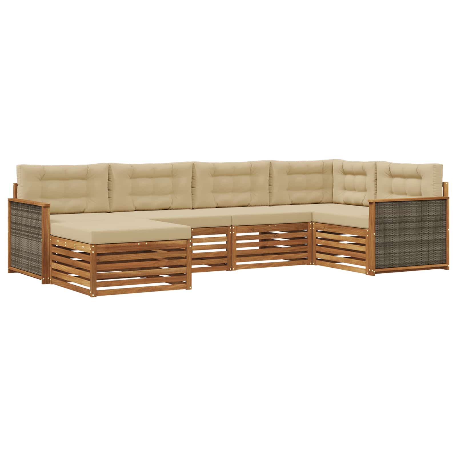 Outdoor-Sofagarnitur mit Kissen 6 pcs Natur und Beige