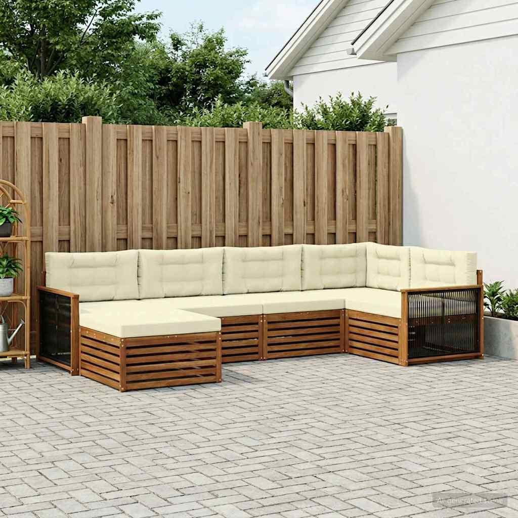 Outdoor-Sofagarnitur 6 stk. Natur und Creme