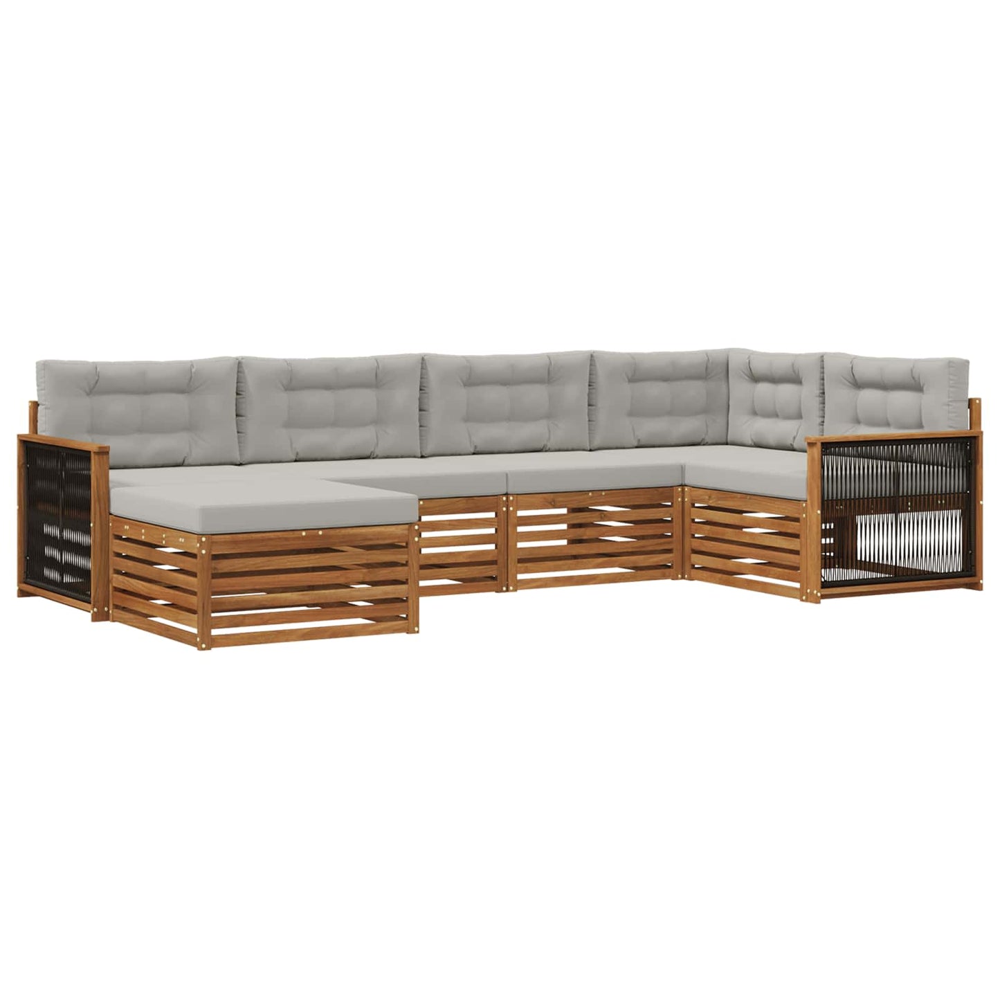 Outdoor-Sofagarnitur mit Kissen 6 pcs Natürlich und Hellgrau