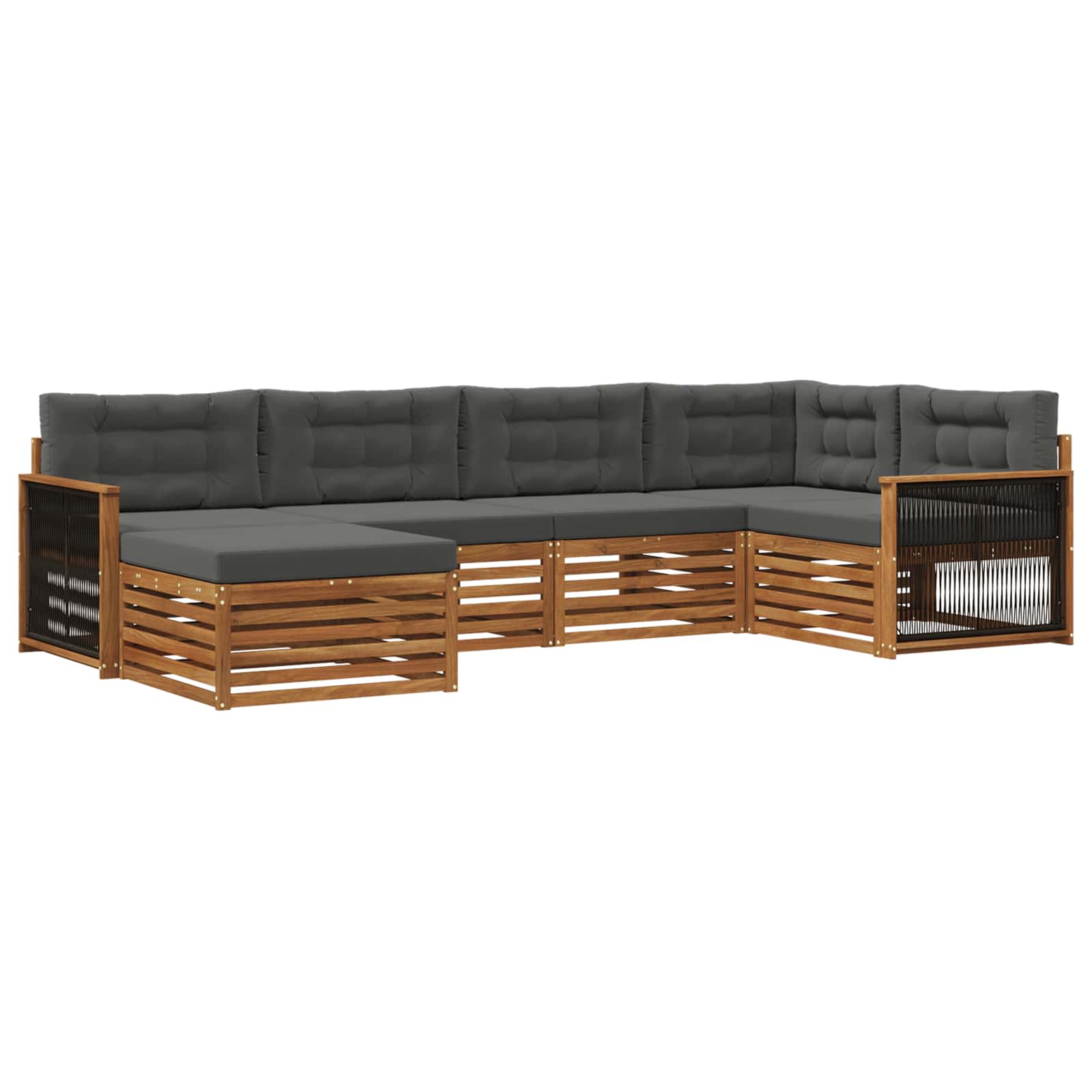 Outdoor-Sofagarnitur mit Kissen 6 pcs Natur und Anthrazit