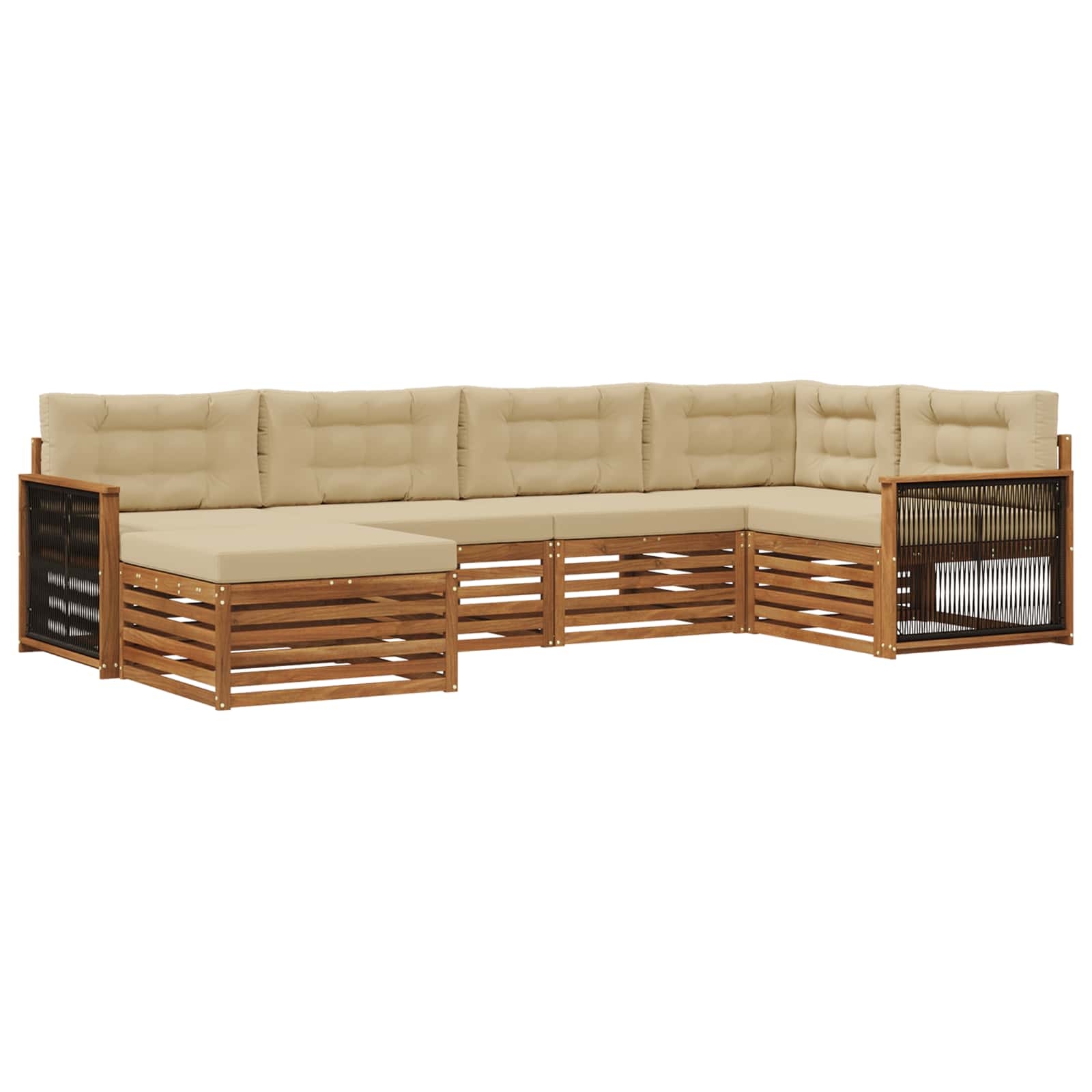 Outdoor-Sofagarnitur mit Kissen 6 pcs Natur und Beige