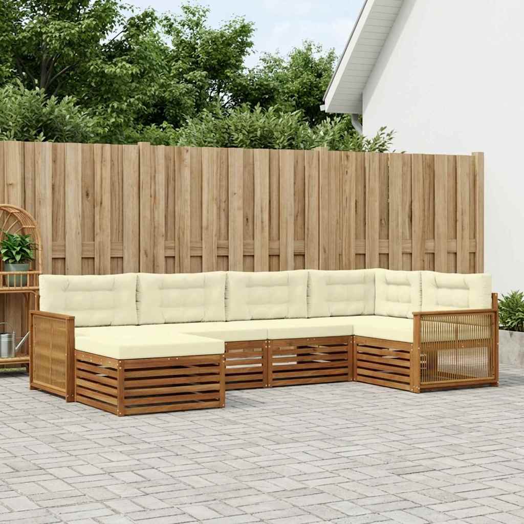 Outdoor-Sofagarnitur 6 stk. Natur und Creme