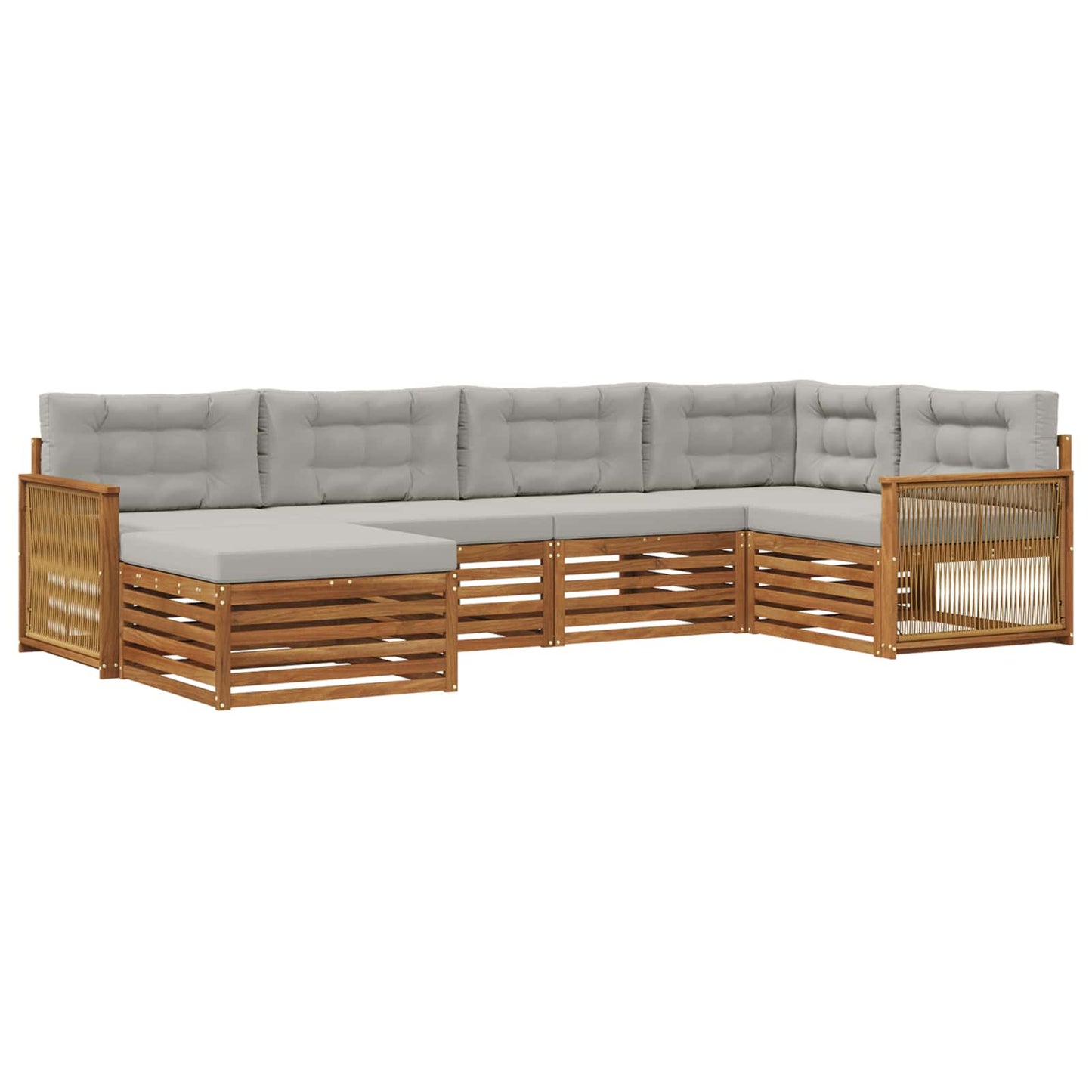 Outdoor-Sofagarnitur mit Kissen 6 pcs Natürlich und Hellgrau
