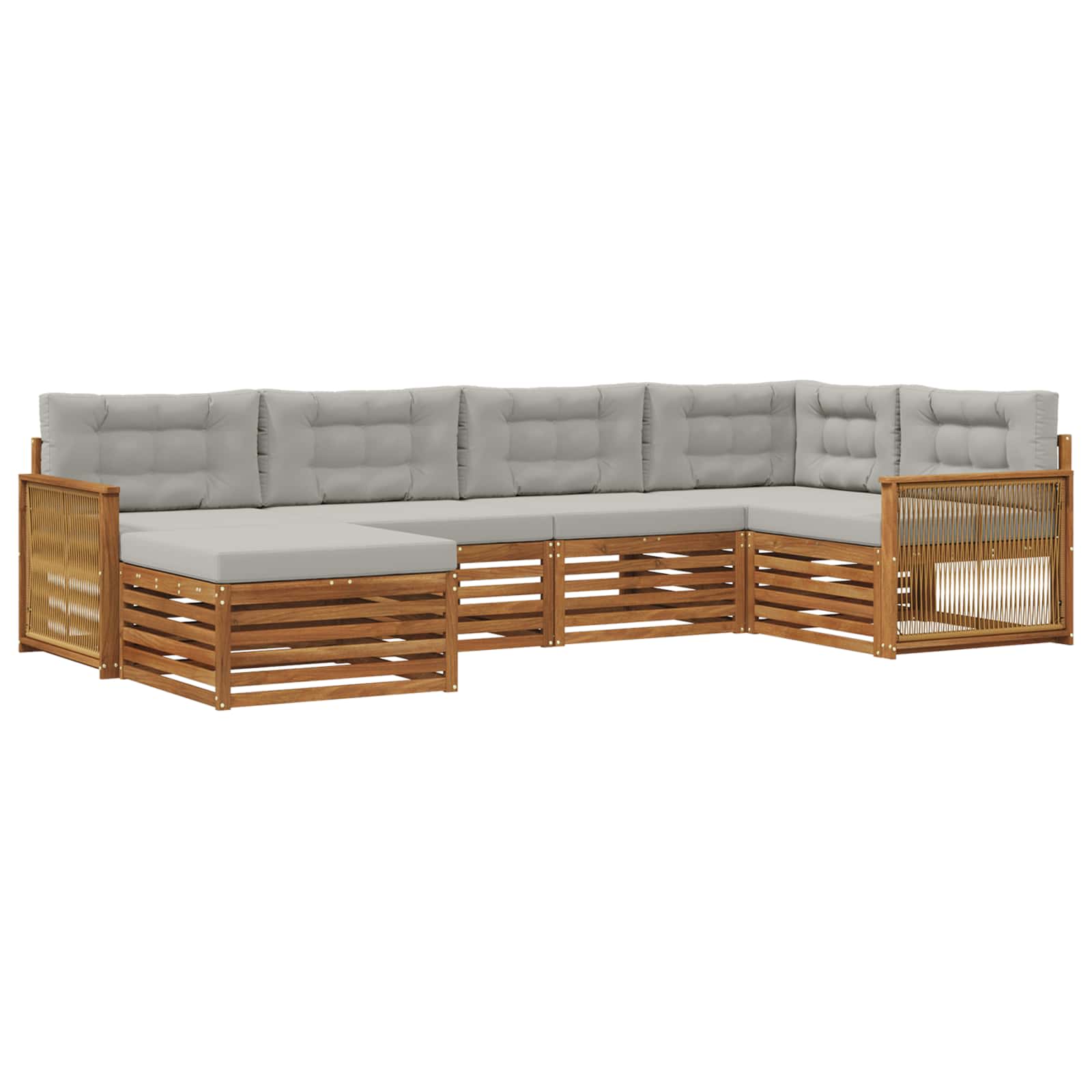 Outdoor-Sofagarnitur mit Kissen 6 pcs Natürlich und Hellgrau