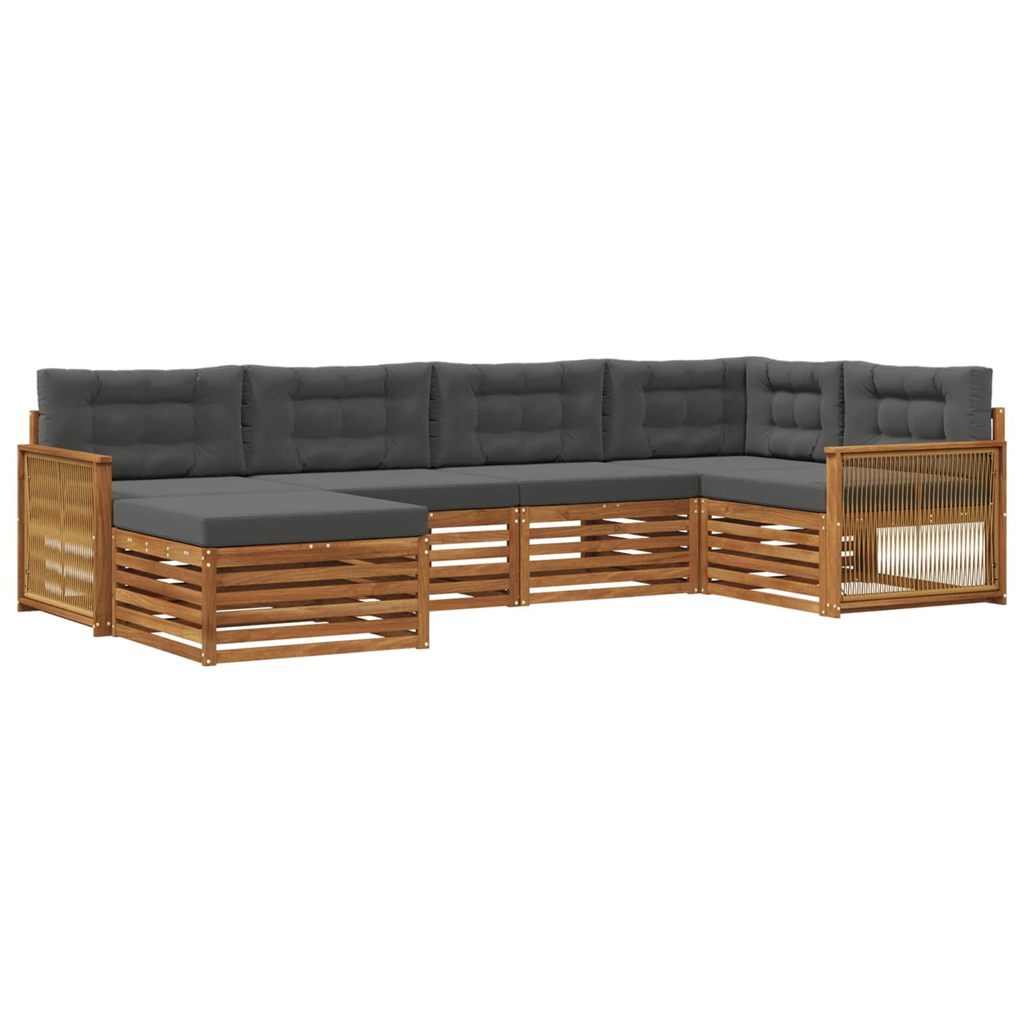 Outdoor-Sofagarnitur mit Kissen 6 pcs Natur und Anthrazit