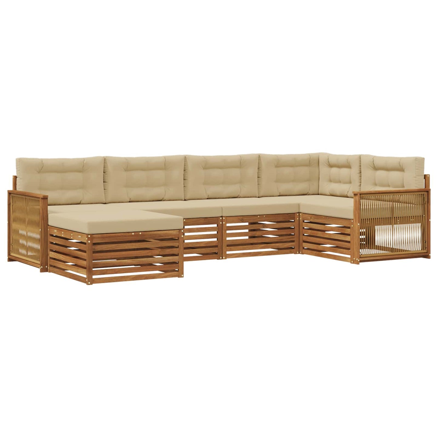 Outdoor-Sofagarnitur mit Kissen 6 pcs Natur und Beige