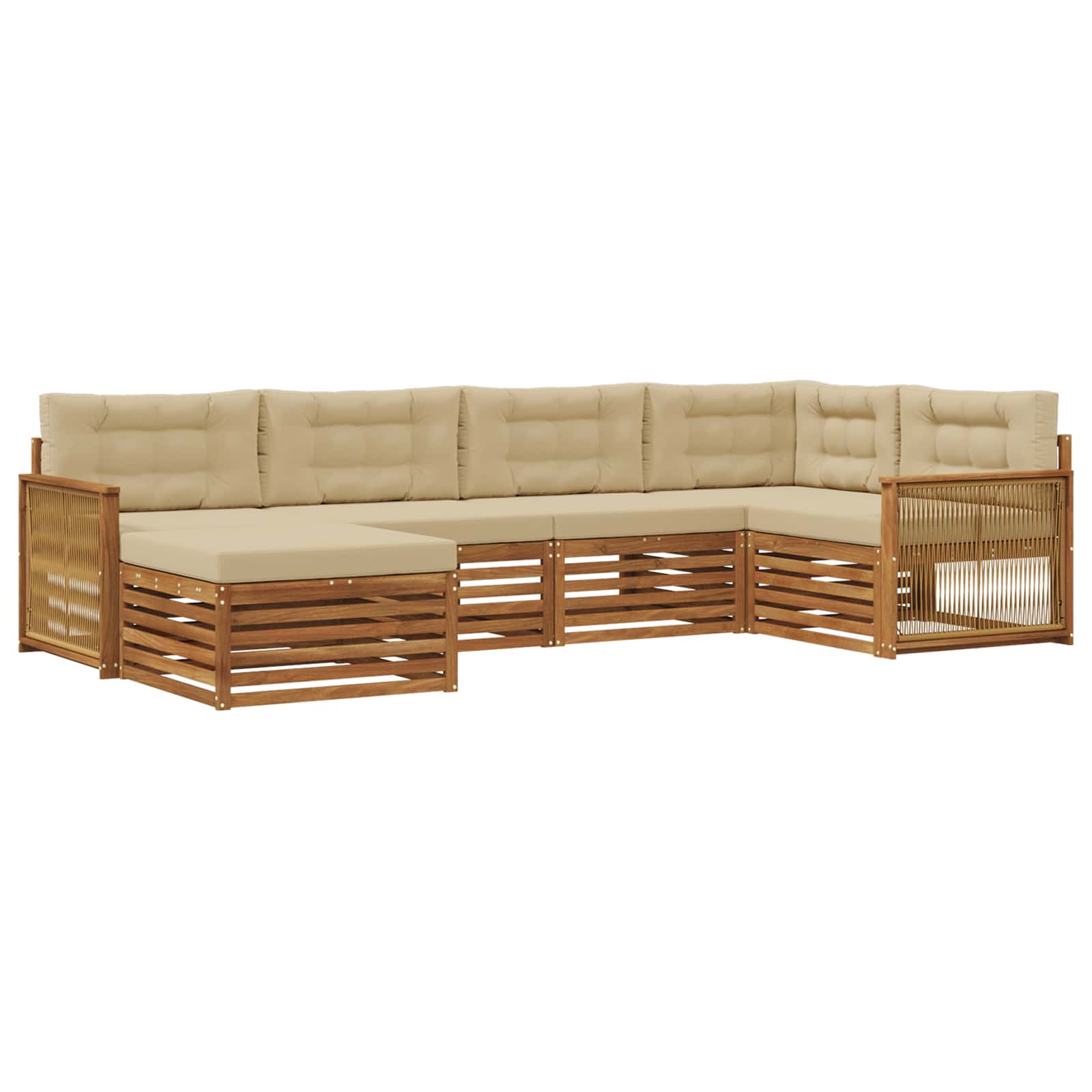 Outdoor-Sofagarnitur mit Kissen 6 pcs Natur und Beige
