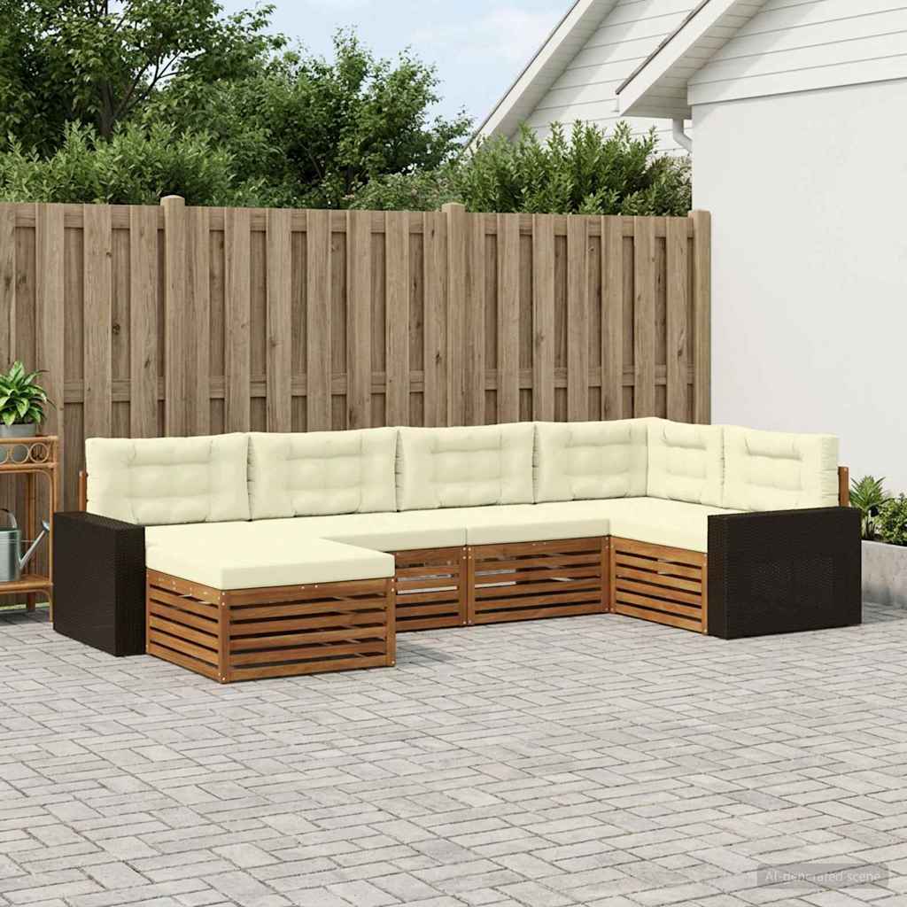 Outdoor-Sofagarnitur 6 stk. Natur und Creme