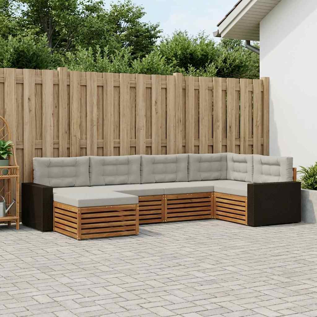Outdoor-Sofagarnitur mit Kissen 6 pcs Natürlich und Hellgrau