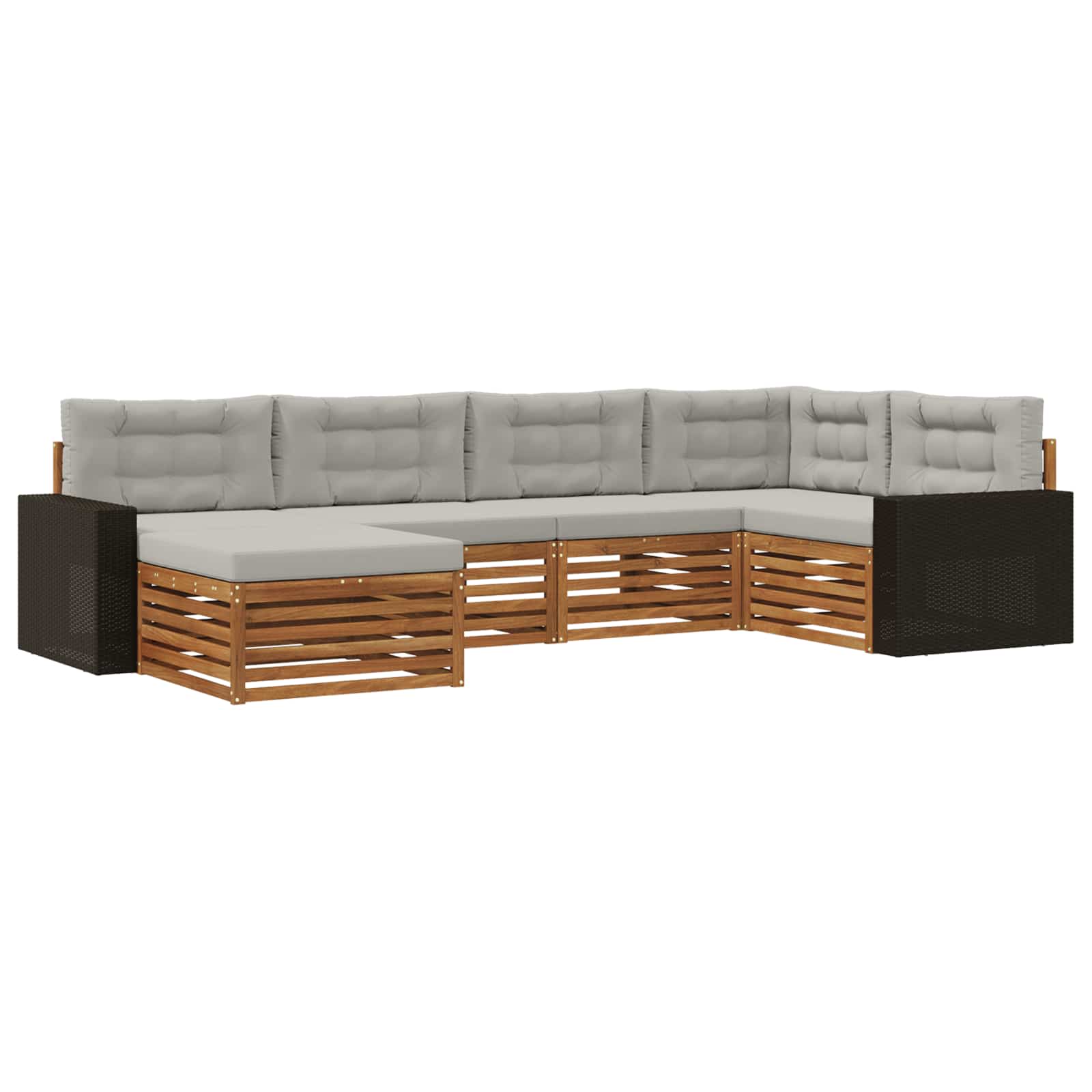 Outdoor-Sofagarnitur mit Kissen 6 pcs Natürlich und Hellgrau