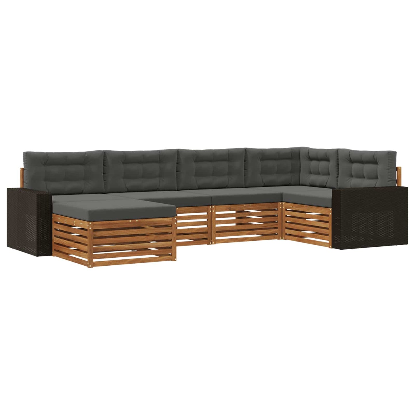 Outdoor-Sofagarnitur mit Kissen 6 pcs Natur und Anthrazit