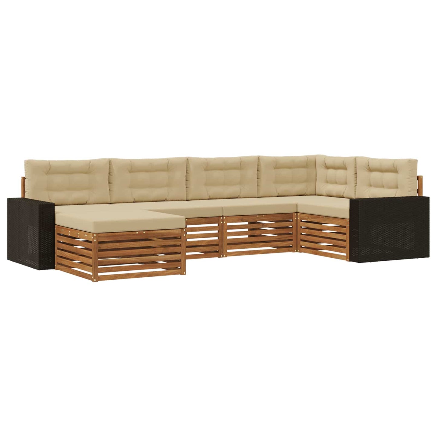 Outdoor-Sofagarnitur mit Kissen 6 pcs Natur und Beige