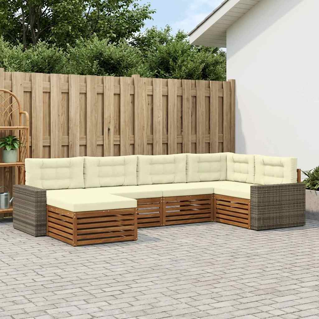 Outdoor-Sofagarnitur 6 stk. Natur und Creme