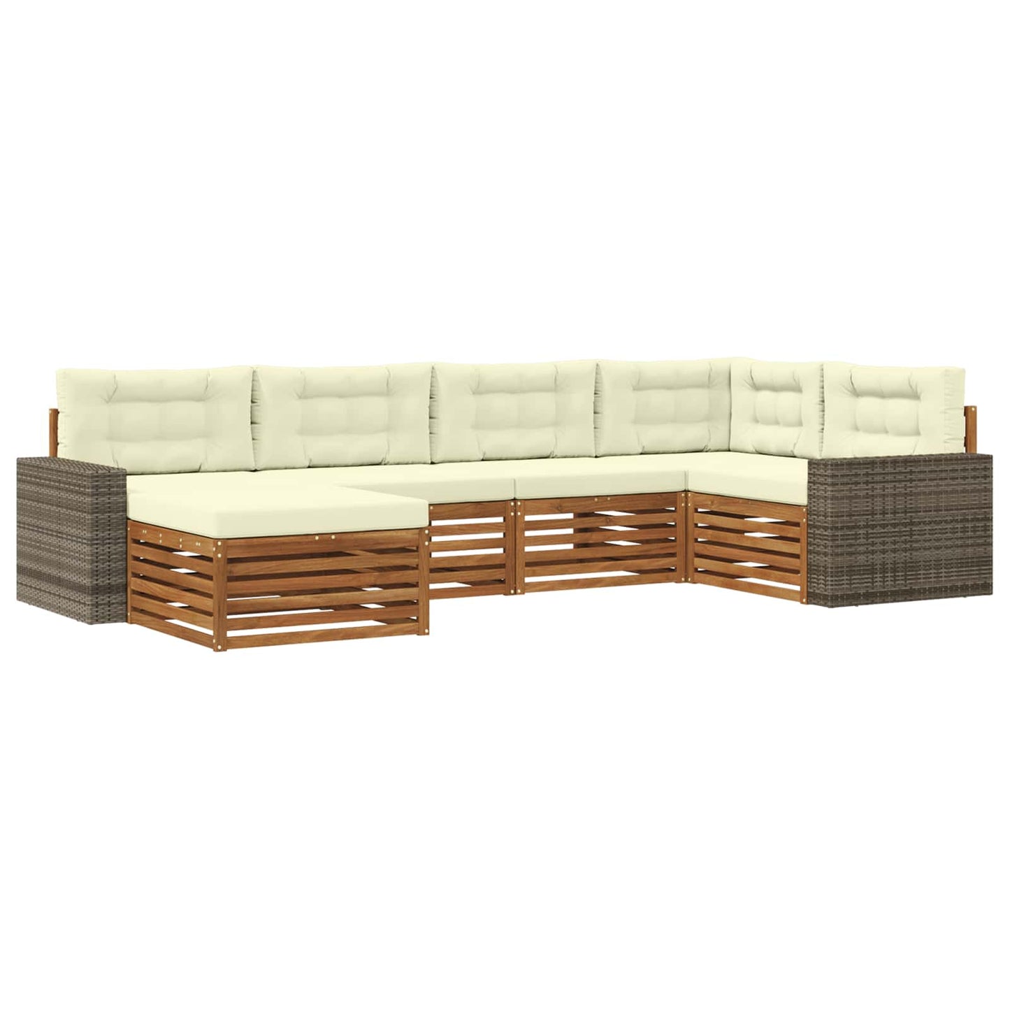 Outdoor-Sofagarnitur 6 stk. Natur und Creme