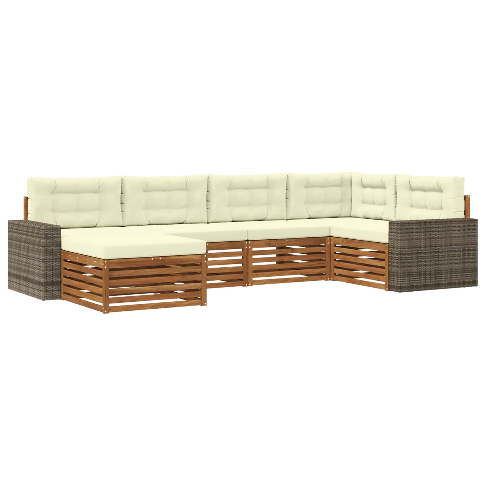 Outdoor-Sofagarnitur 6 stk. Natur und Creme