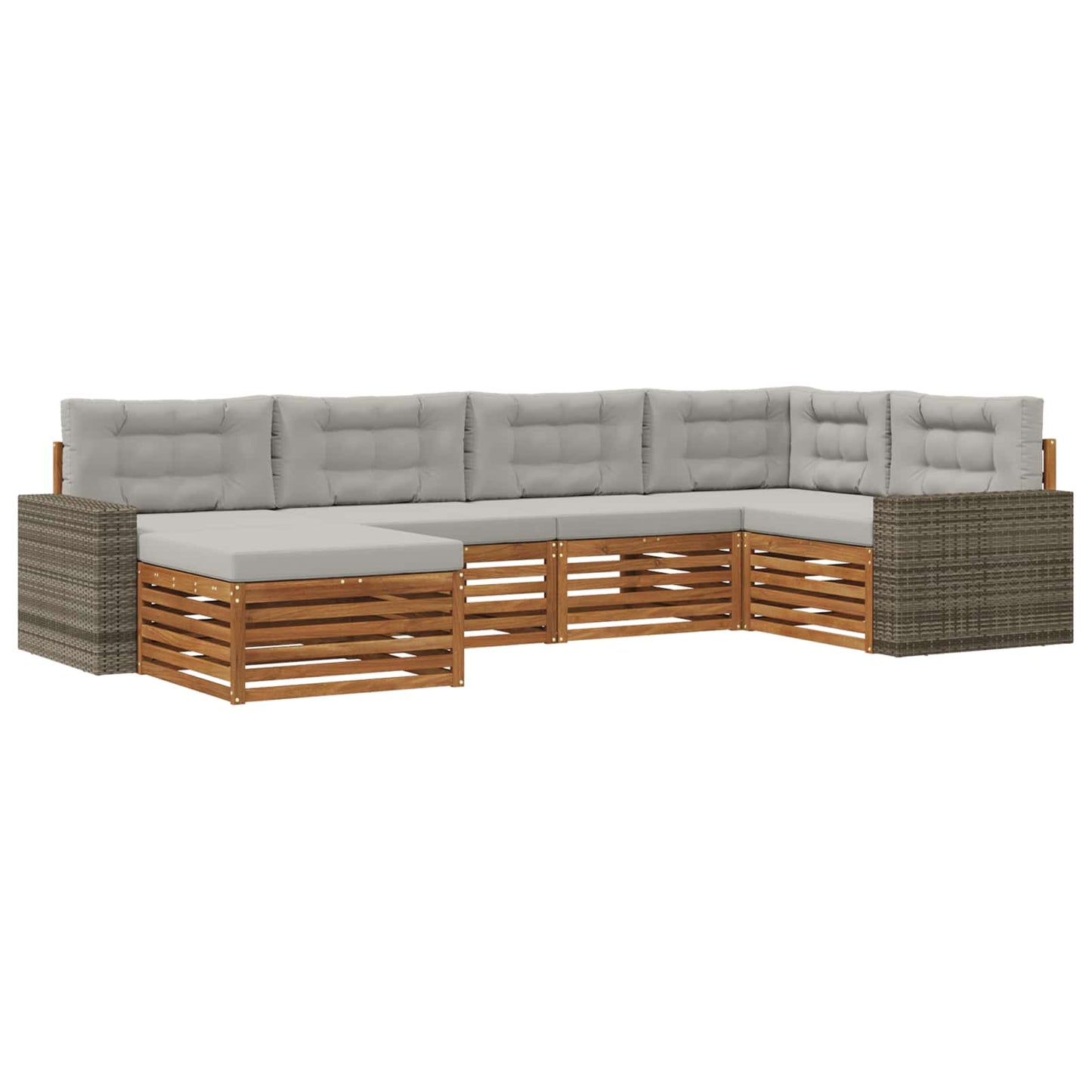Outdoor-Sofagarnitur mit Kissen 6 pcs Natürlich und Hellgrau