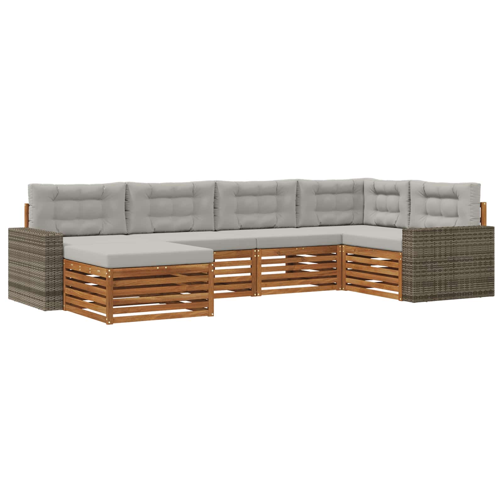 Outdoor-Sofagarnitur mit Kissen 6 pcs Natürlich und Hellgrau