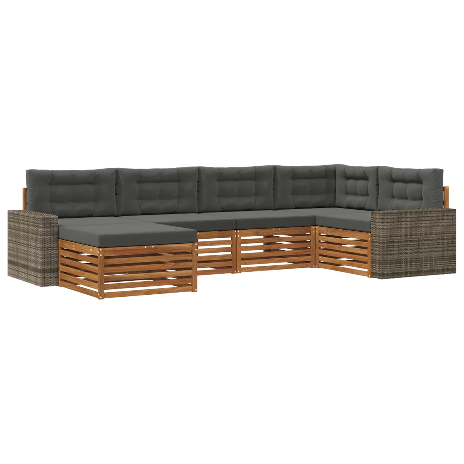 Outdoor-Sofagarnitur mit Kissen 6 pcs Natur und Anthrazit