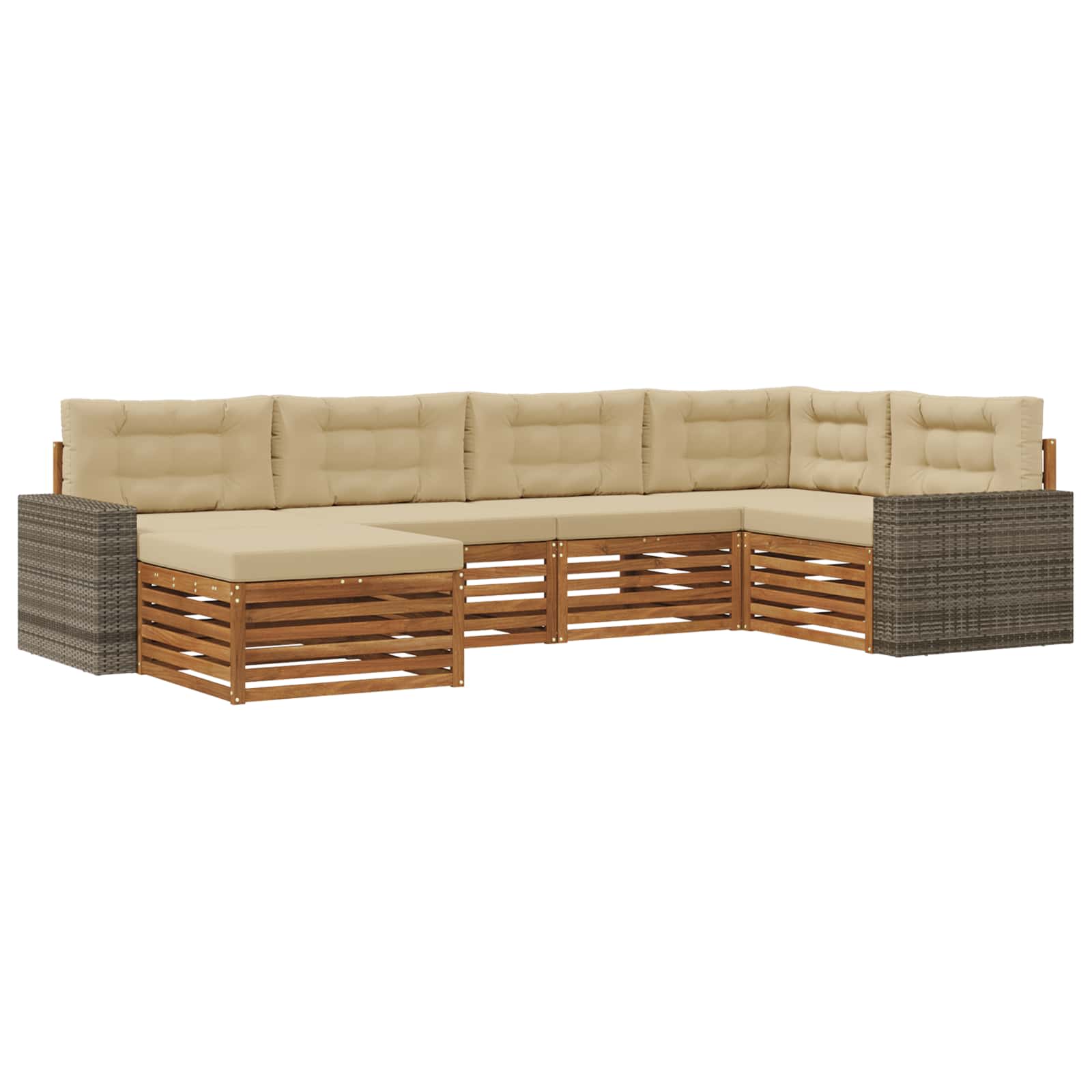 Outdoor-Sofagarnitur mit Kissen 6 pcs Natur und Beige