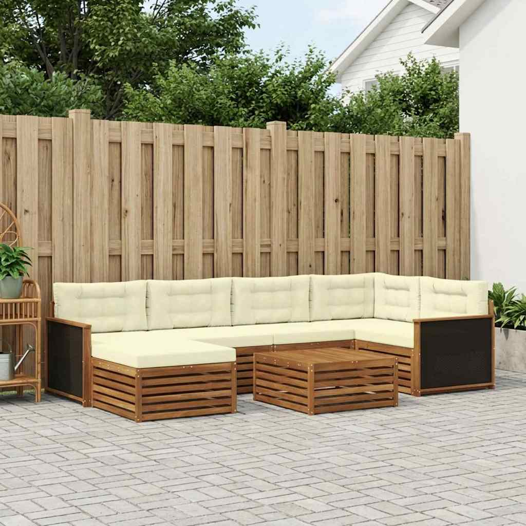 Outdoor-Sofagarnitur mit Kissen 7 pcs Natur und Creme