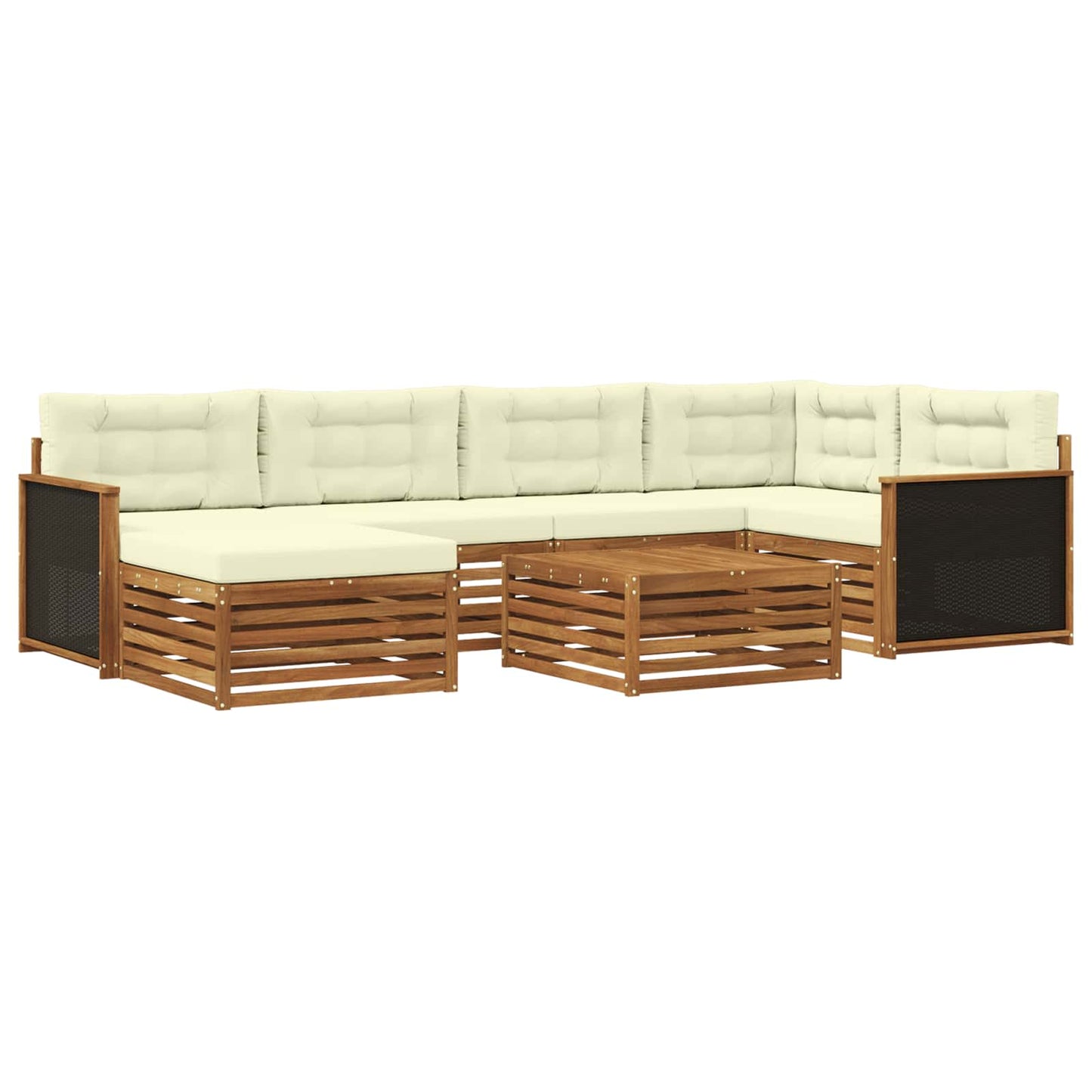 Outdoor-Sofagarnitur mit Kissen 7 pcs Natur und Creme
