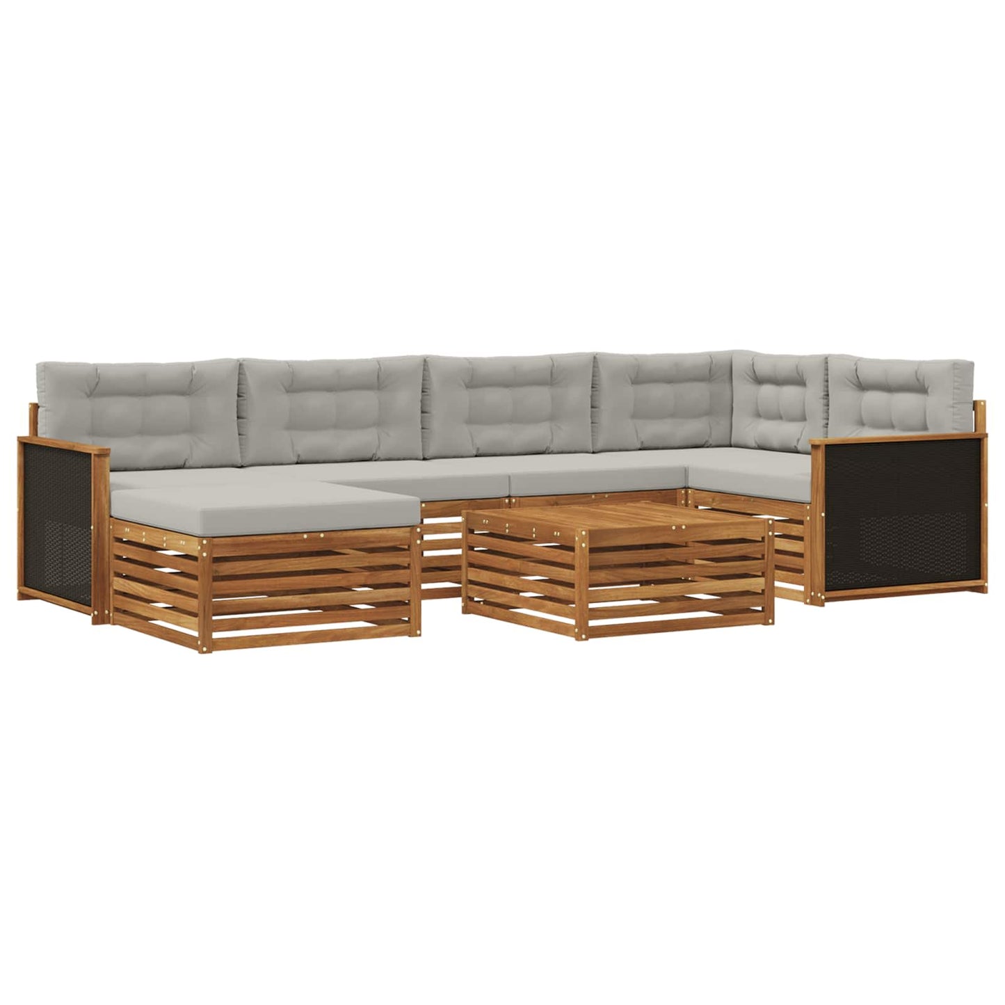 Outdoor-Sofagarnitur mit Kissen 7 pcs Natürlich und Hellgrau