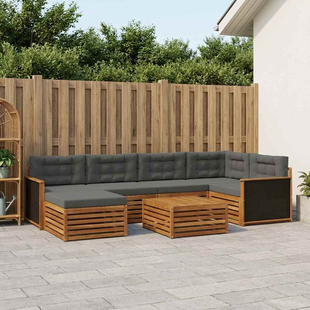 Outdoor-Sofagarnitur mit Kissen 7 pcs Natur und Anthrazit