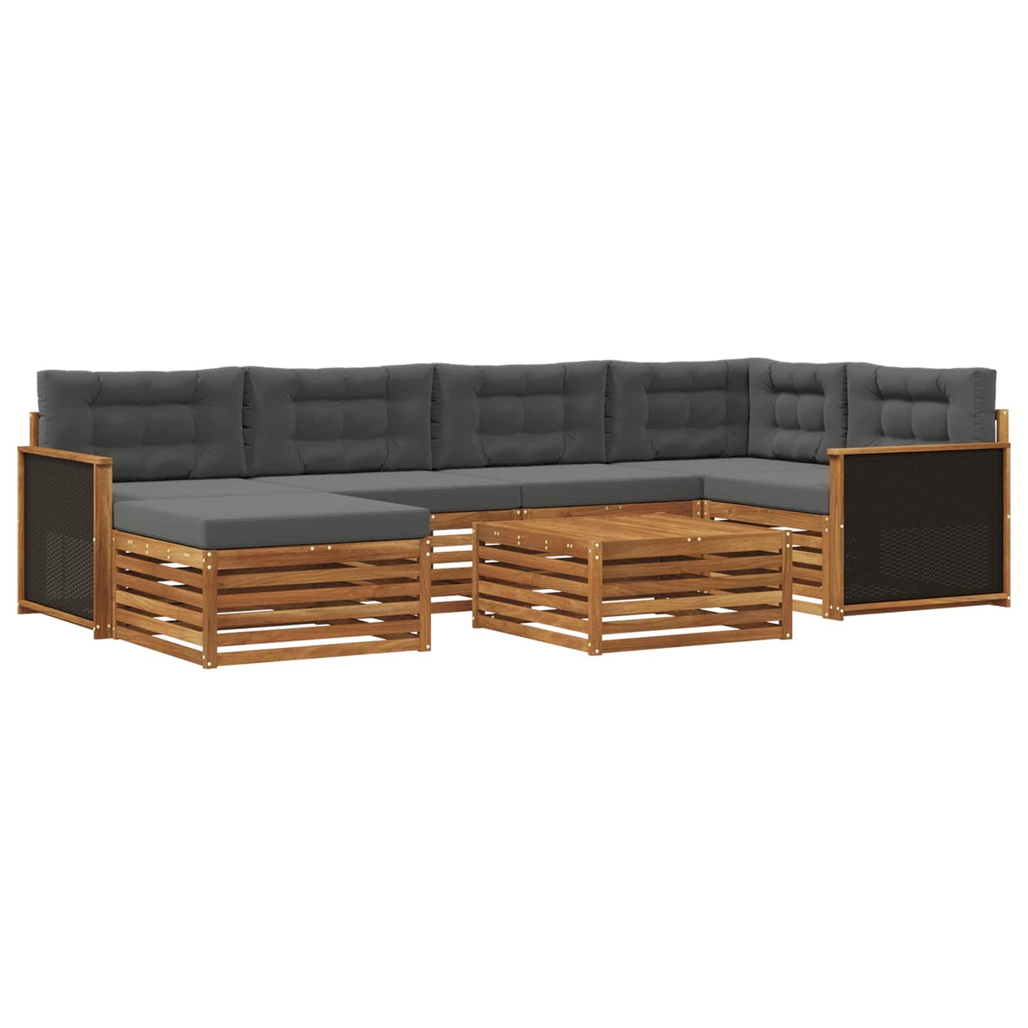 Outdoor-Sofagarnitur mit Kissen 7 pcs Natur und Anthrazit