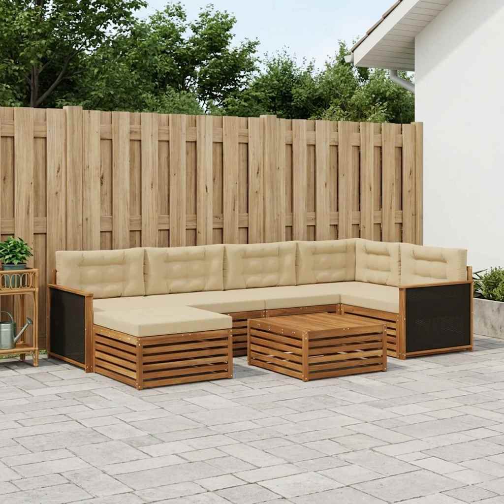 Outdoor-Sofagarnitur mit Kissen 7 pcs Natur und Beige