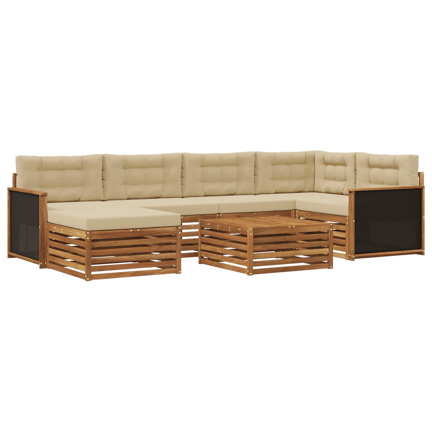 Outdoor-Sofagarnitur mit Kissen 7 pcs Natur und Beige
