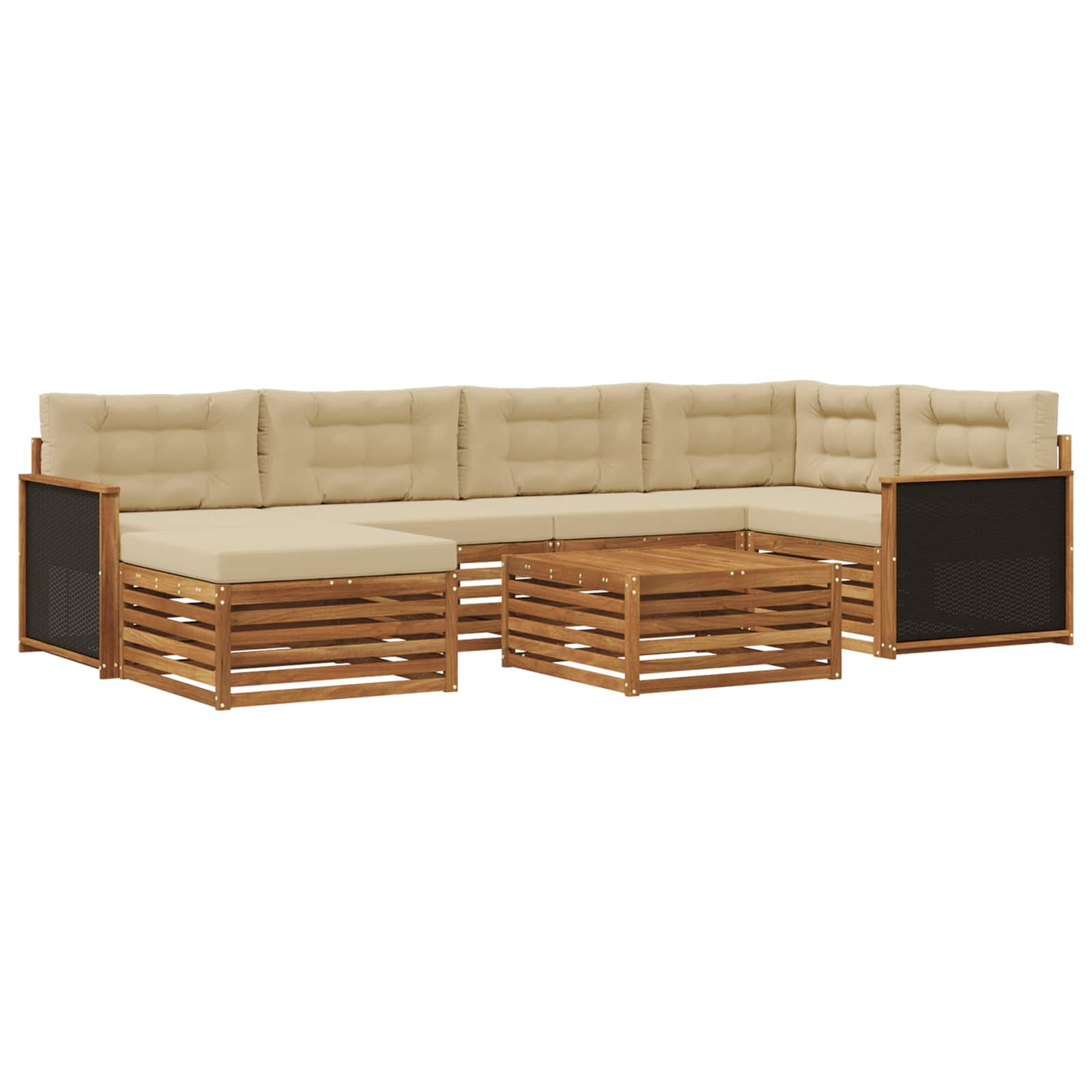 Outdoor-Sofagarnitur mit Kissen 7 pcs Natur und Beige