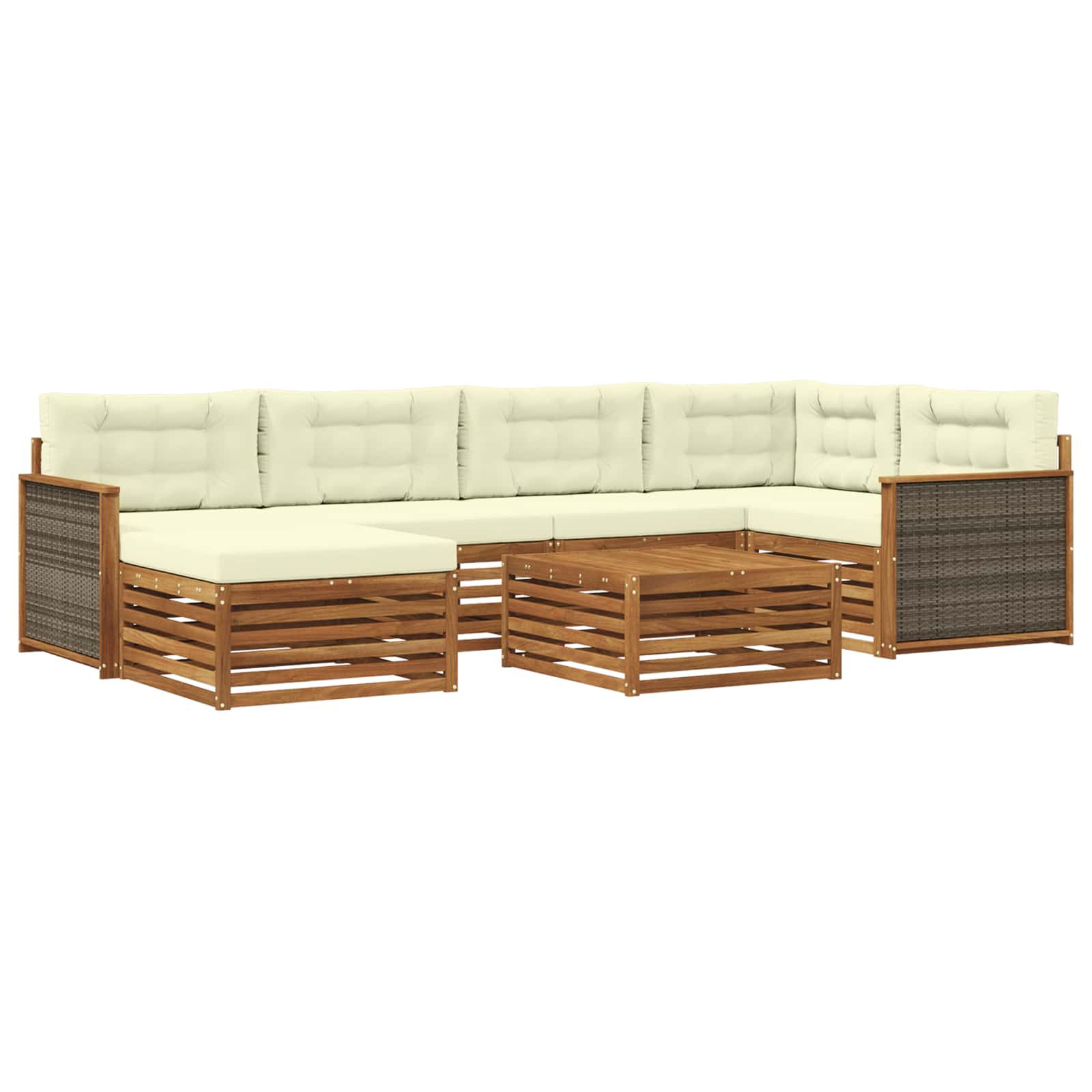 Outdoor-Sofagarnitur 7 stk. Natur und Creme