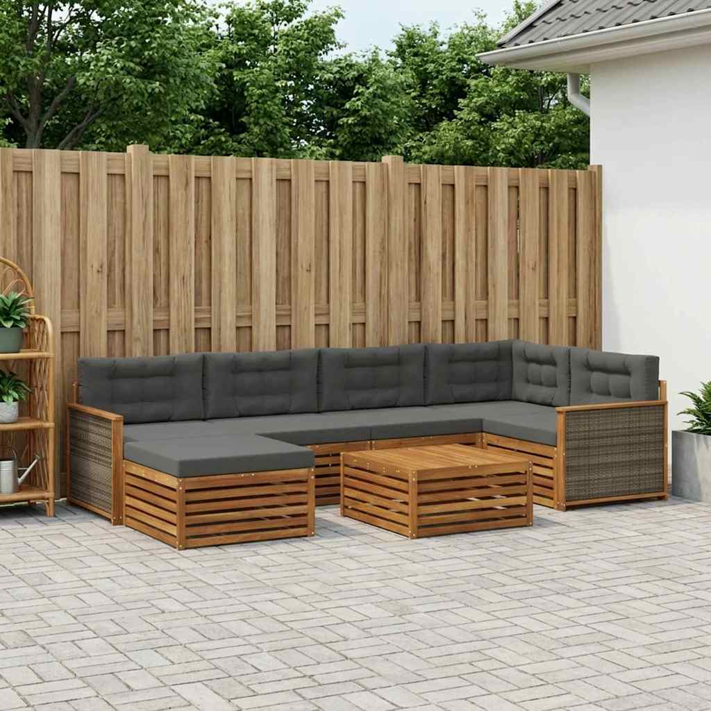 Outdoor-Sofagarnitur 7 stk. Natur und Anthrazit