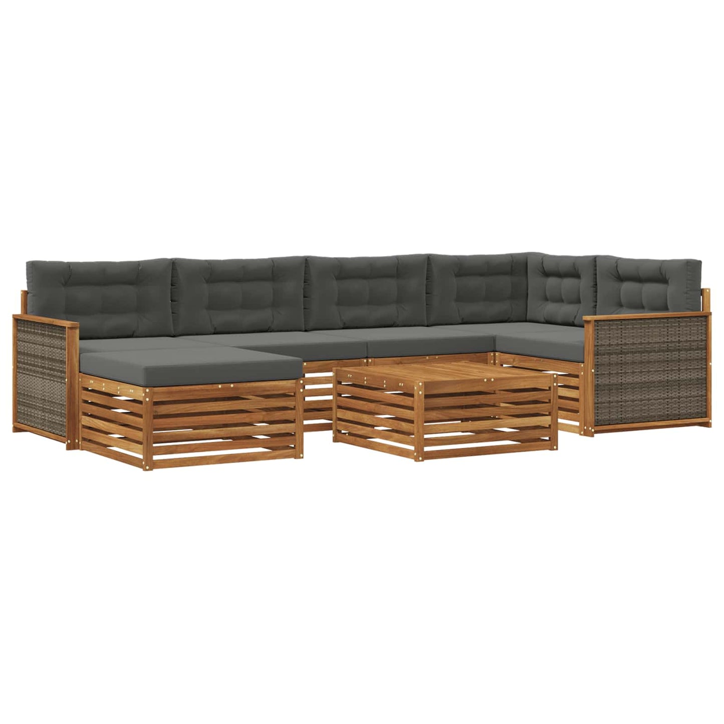 Outdoor-Sofagarnitur 7 stk. Natur und Anthrazit