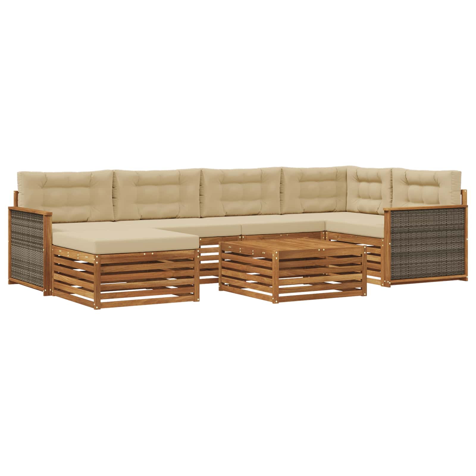 Outdoor-Sofagarnitur mit Kissen 7 pcs Natur und Beige