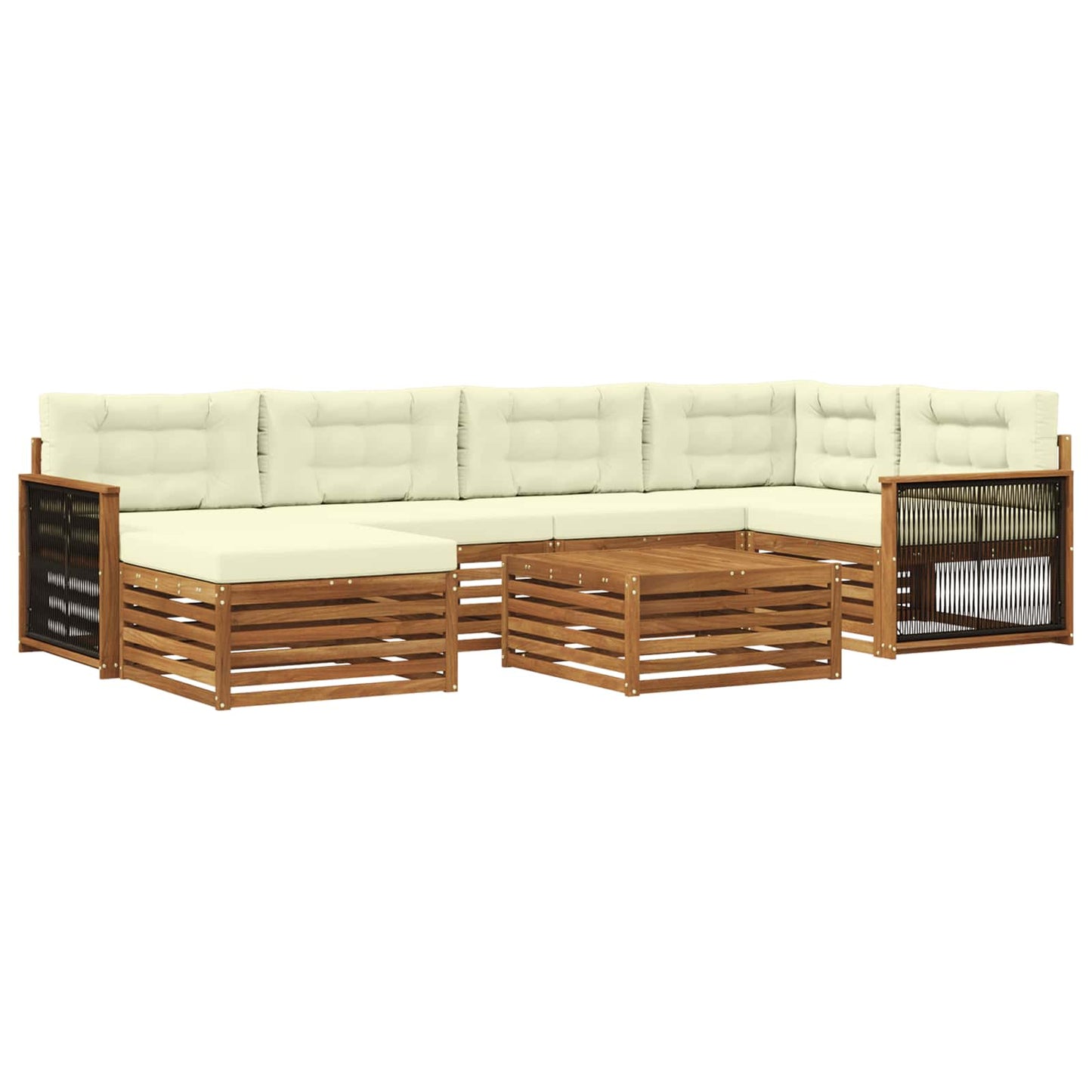 Outdoor-Sofagarnitur 7 stk. Natur und Creme