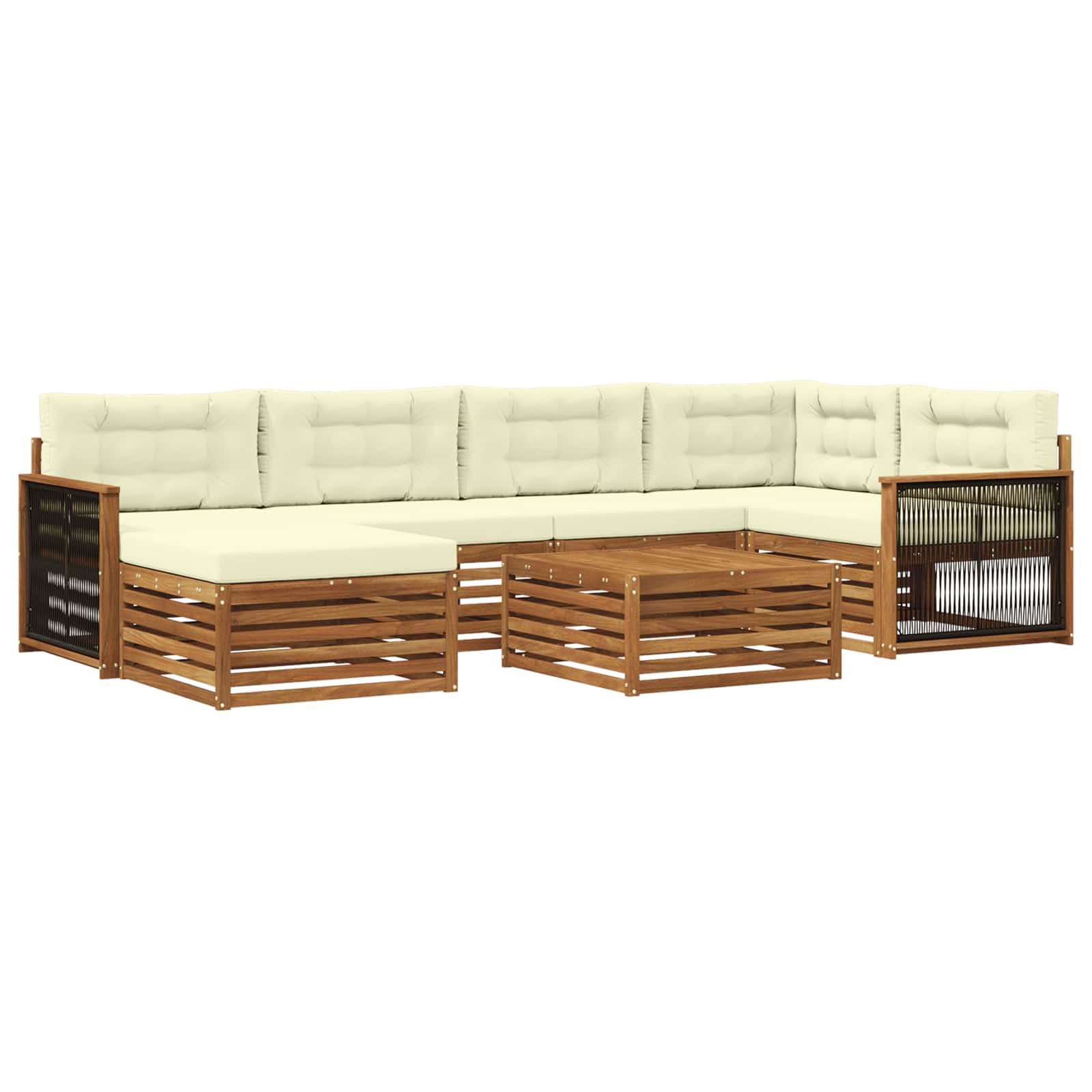 Outdoor-Sofagarnitur 7 stk. Natur und Creme