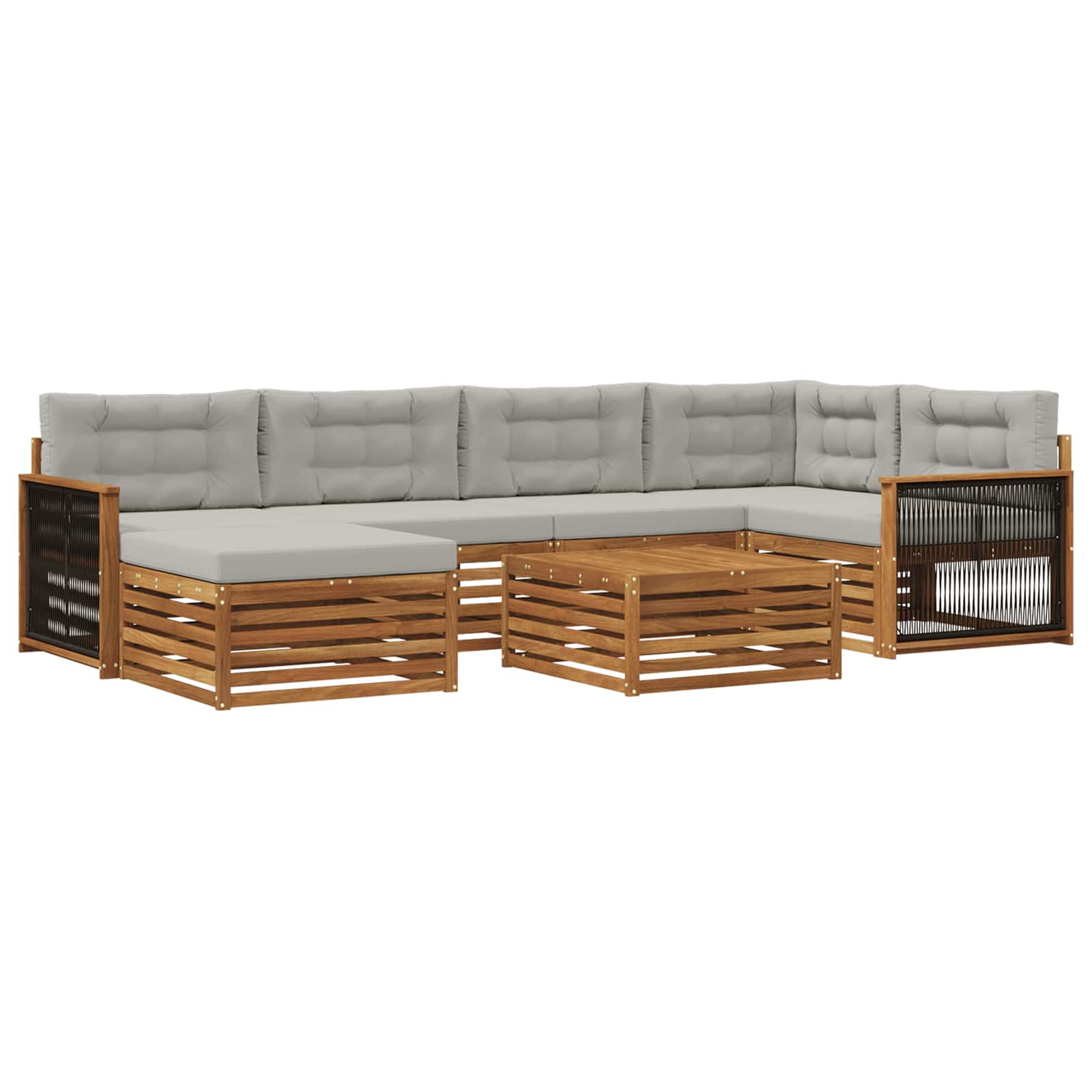 Outdoor-Sofagarnitur mit Kissen 7 pcs Natürlich und Hellgrau