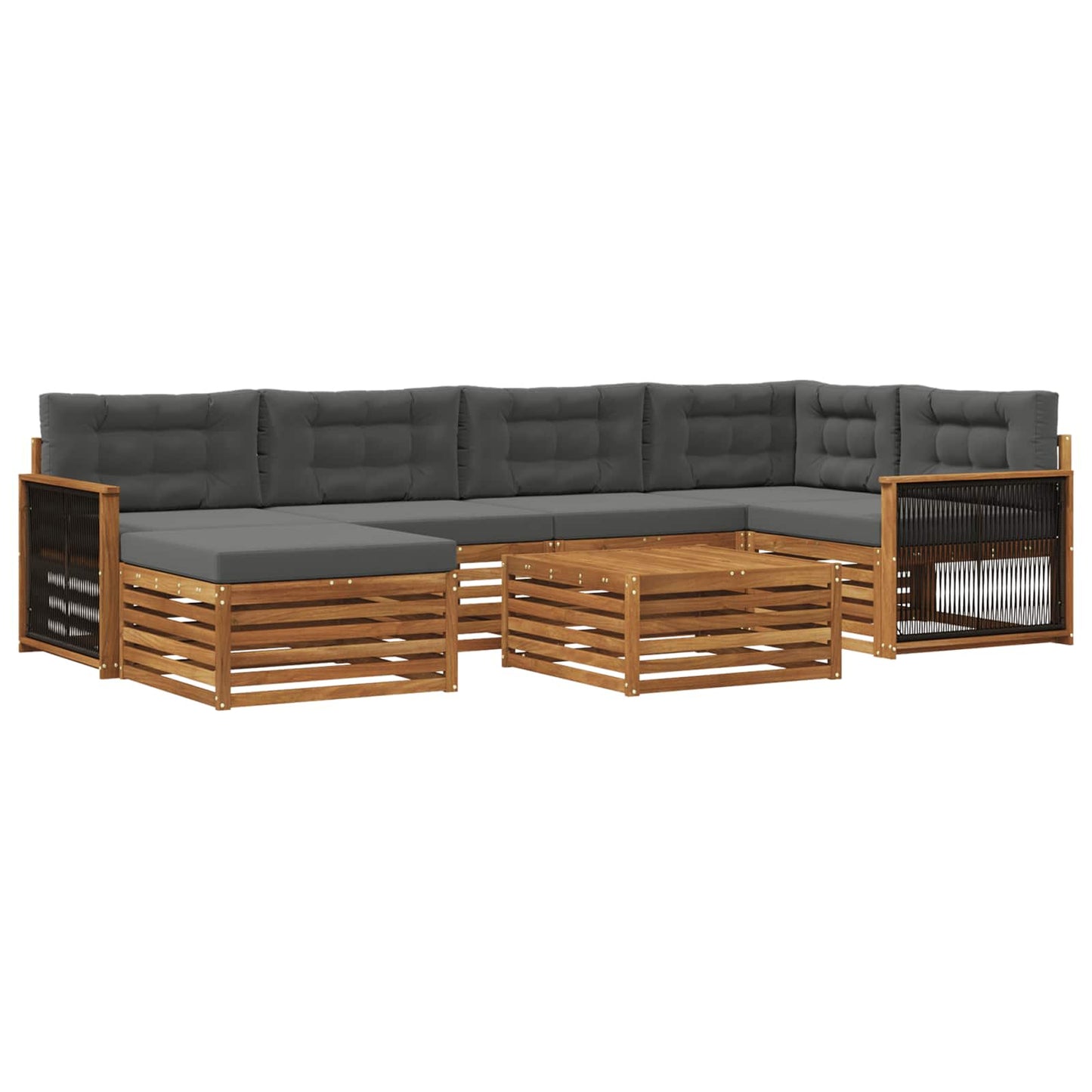 Outdoor-Sofagarnitur mit Kissen 7 pcs Natur und Anthrazit