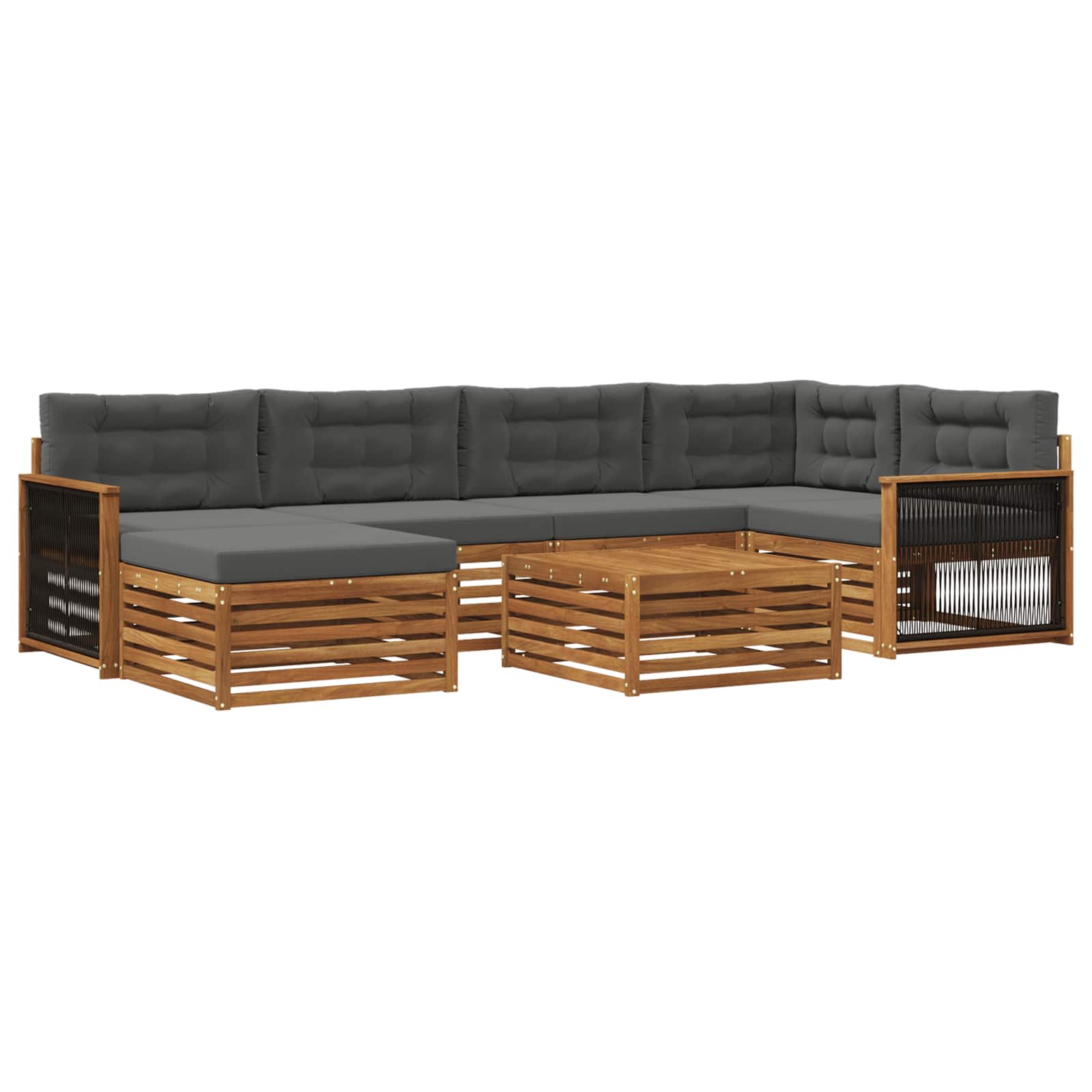 Outdoor-Sofagarnitur mit Kissen 7 pcs Natur und Anthrazit