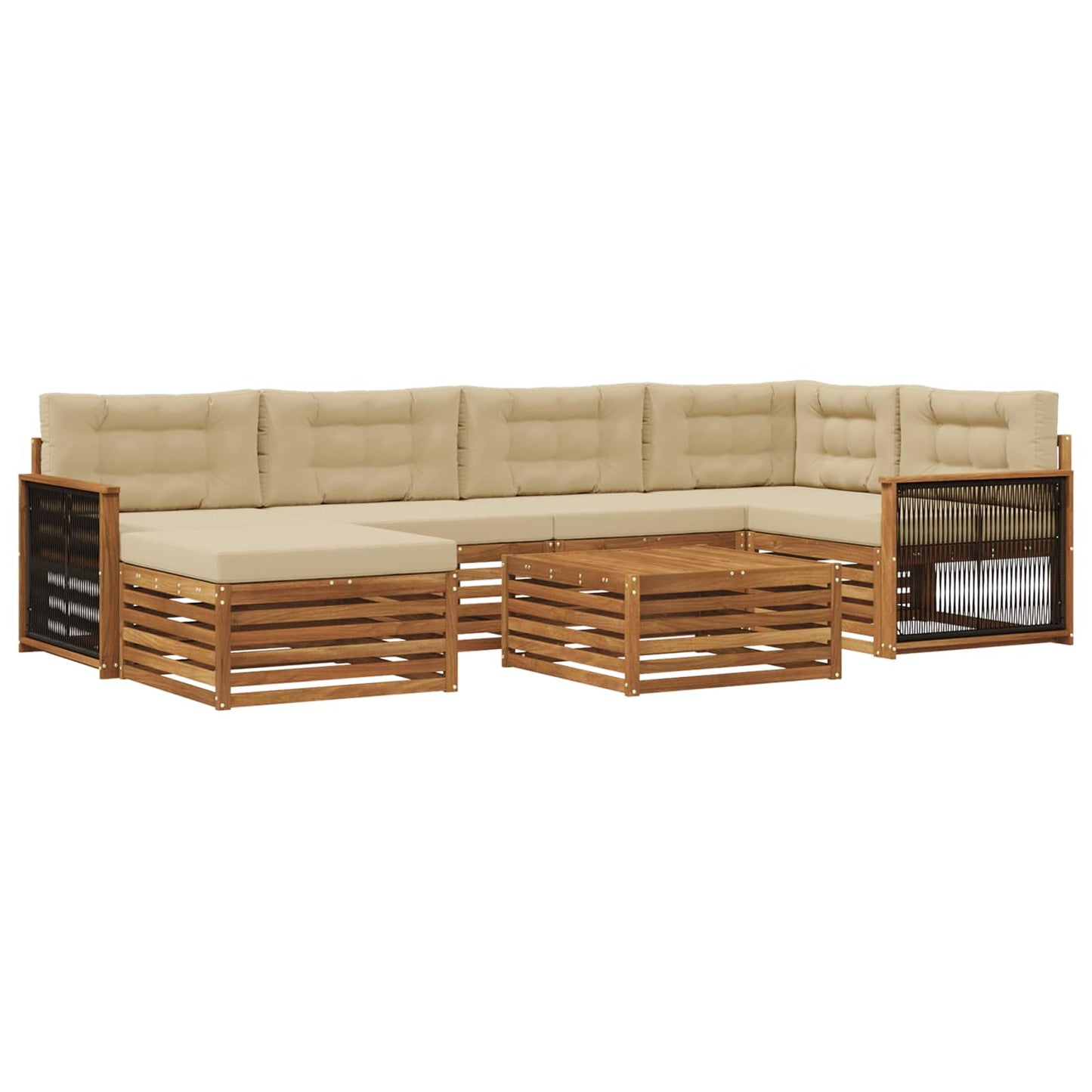 Outdoor-Sofagarnitur mit Kissen 7 pcs Natur und Beige