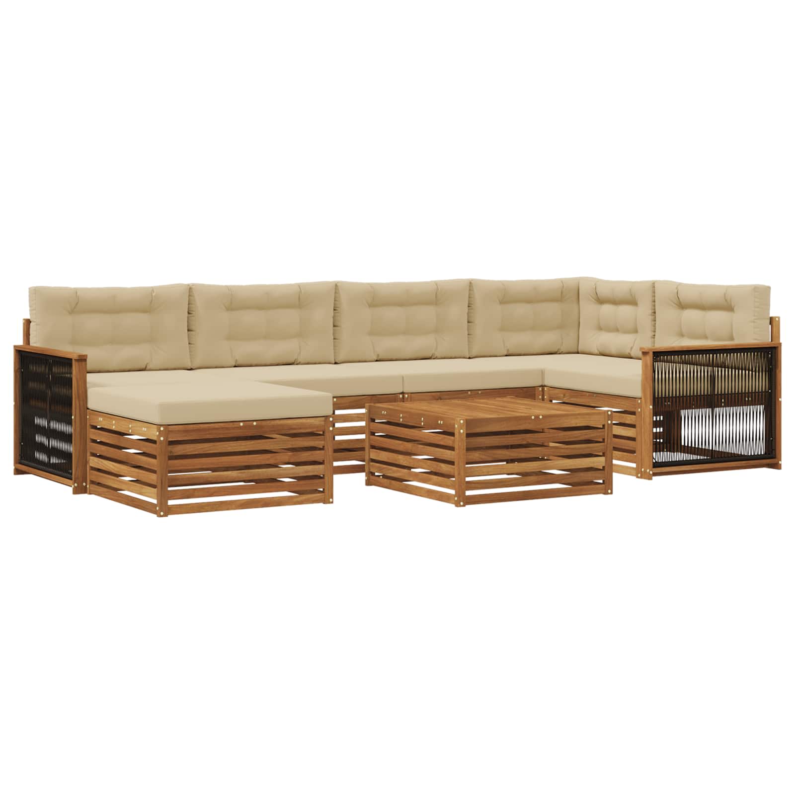 Outdoor-Sofagarnitur mit Kissen 7 pcs Natur und Beige