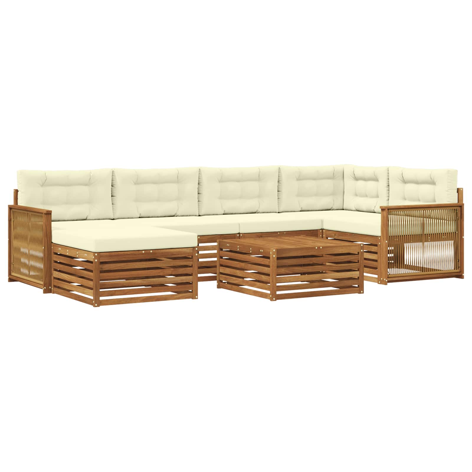 Outdoor-Sofagarnitur 7 stk. Natur und Creme