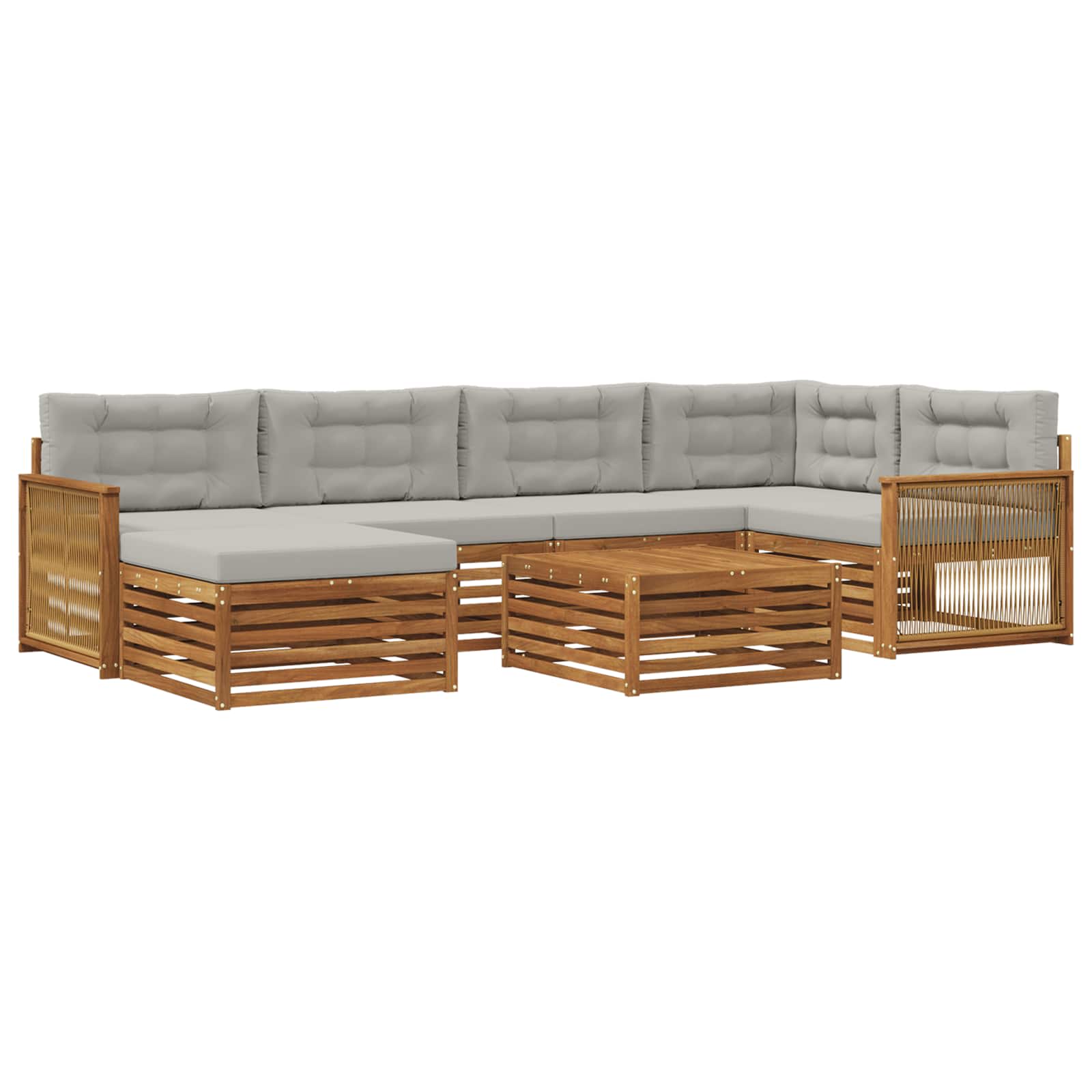 Outdoor-Sofagarnitur mit Kissen 7 pcs Natürlich und Hellgrau
