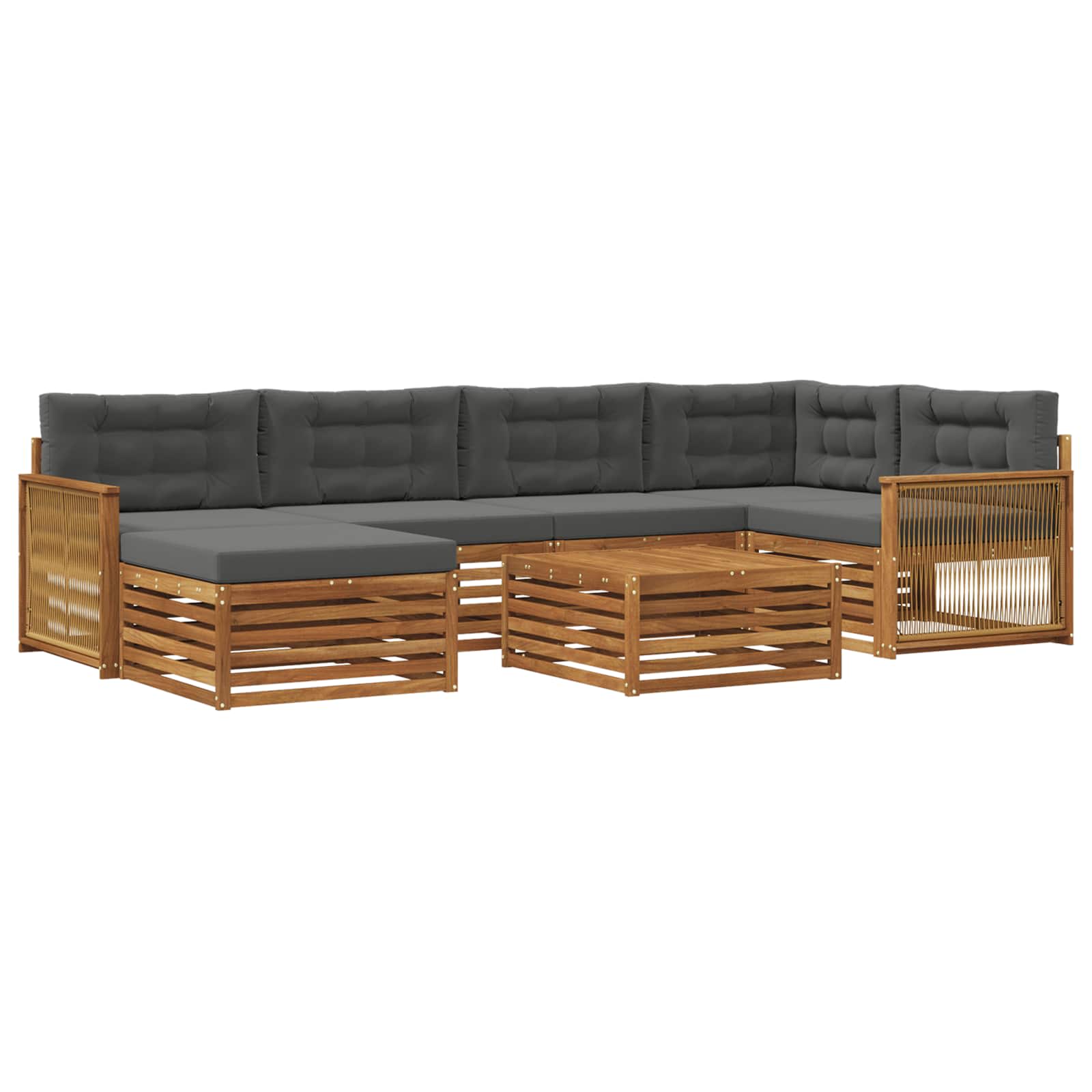 Outdoor-Sofagarnitur mit Kissen 7 pcs Natur und Anthrazit