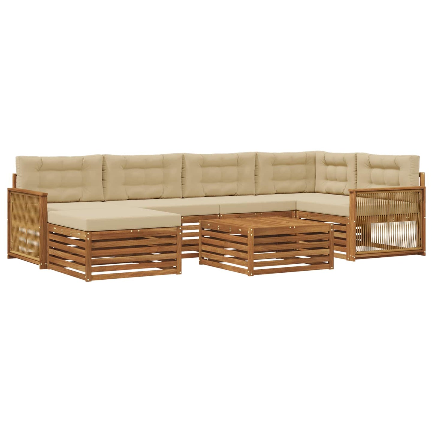 Outdoor-Sofagarnitur mit Kissen 7 pcs Natur und Beige