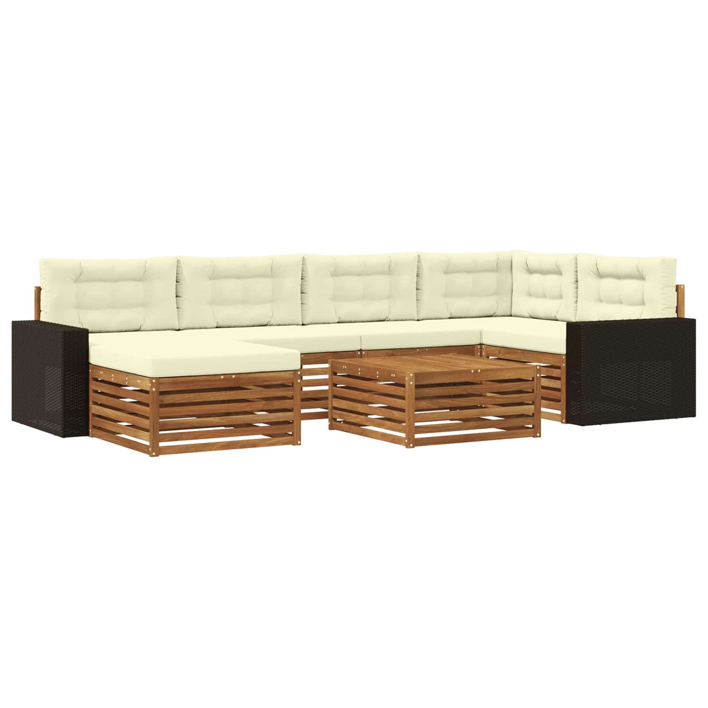 Outdoor-Sofagarnitur 7 stk. Natur und Creme
